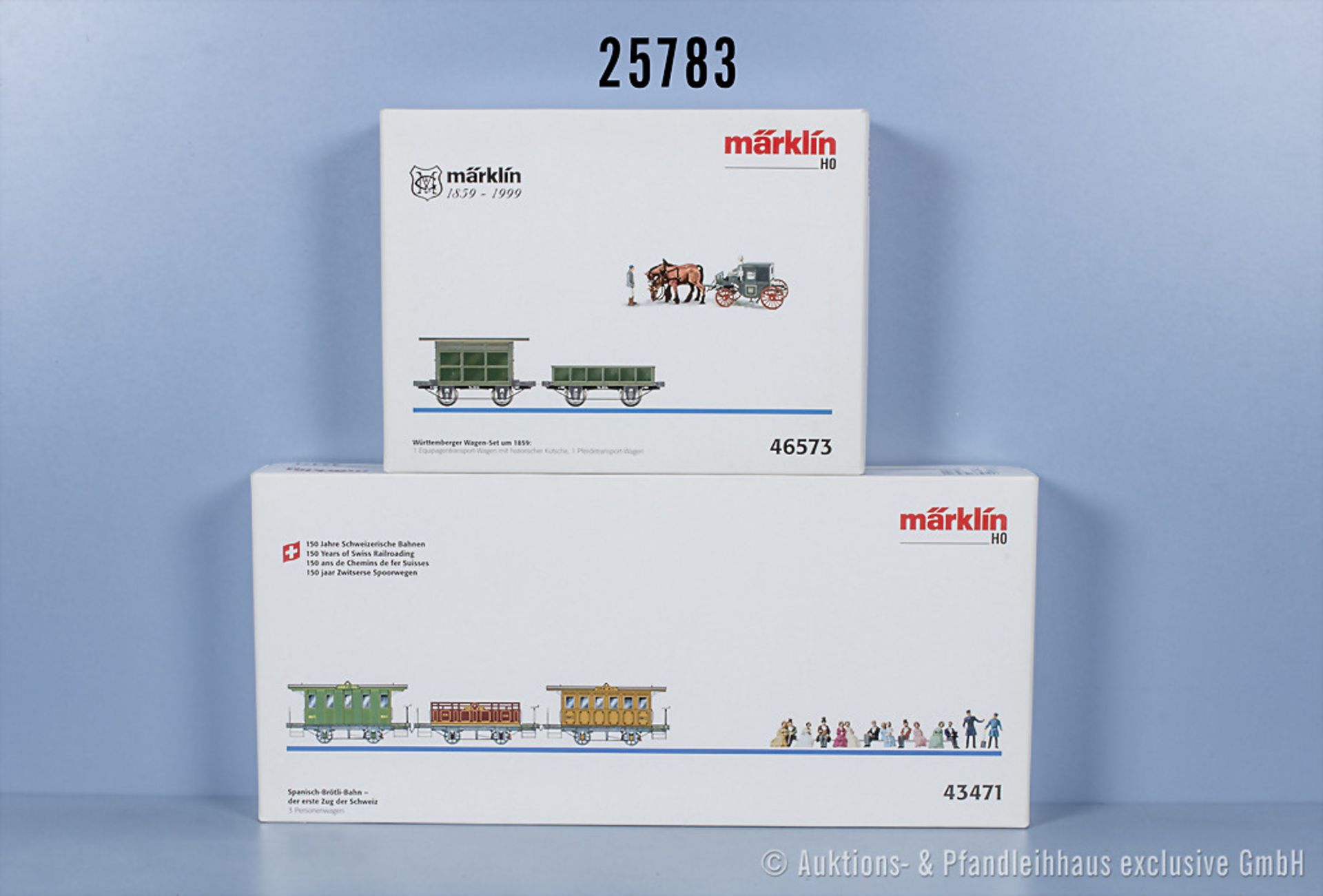2 Märklin H0 43471 Wagensets, dabei  43471 "Spanisch Rödli Bahn" und 46573 ...