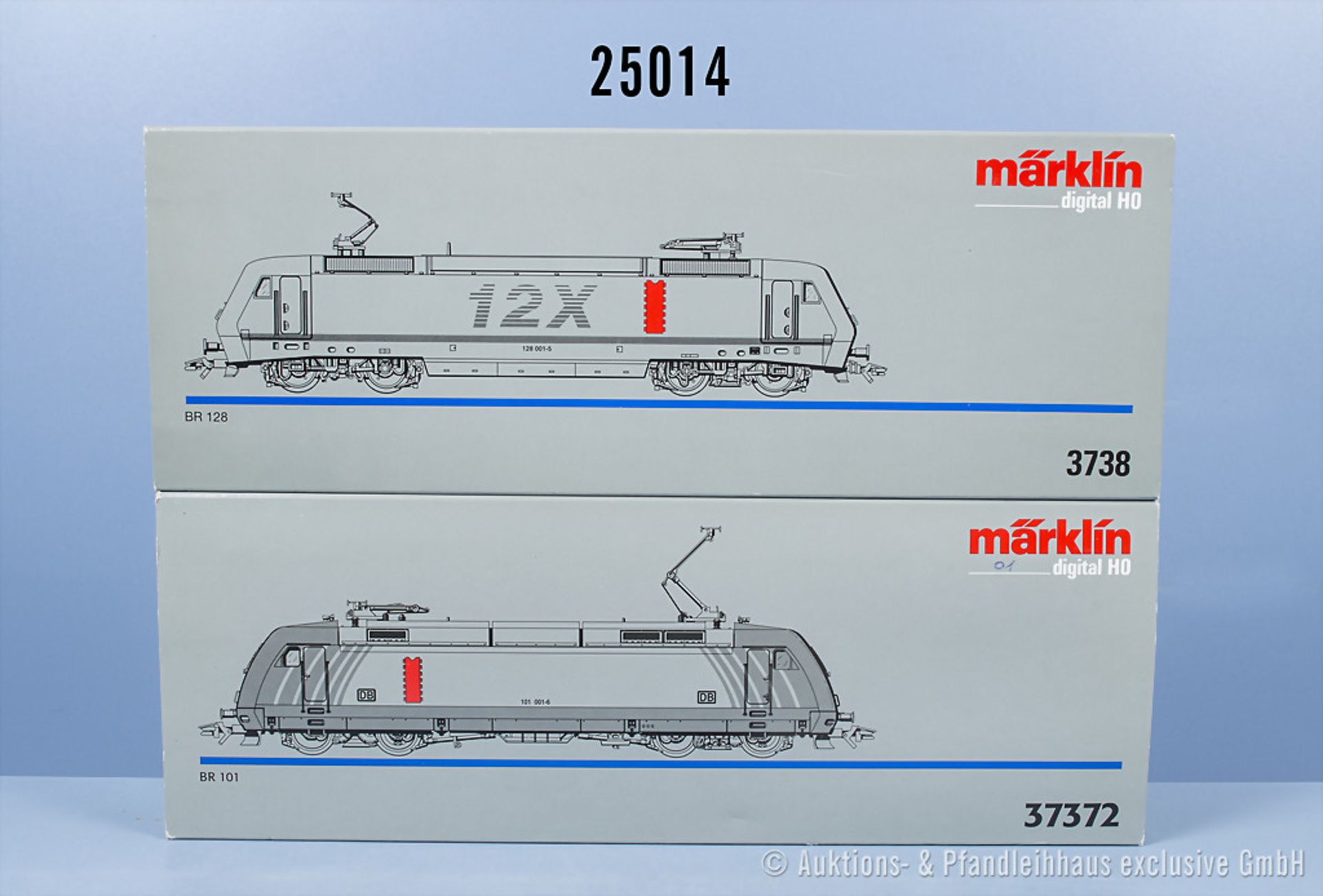 Konv. 2 Märklin digital H0 Lokomotiven, dabei 3738 E-Lok der AEG, BN 128 001-5 und 37372 ...