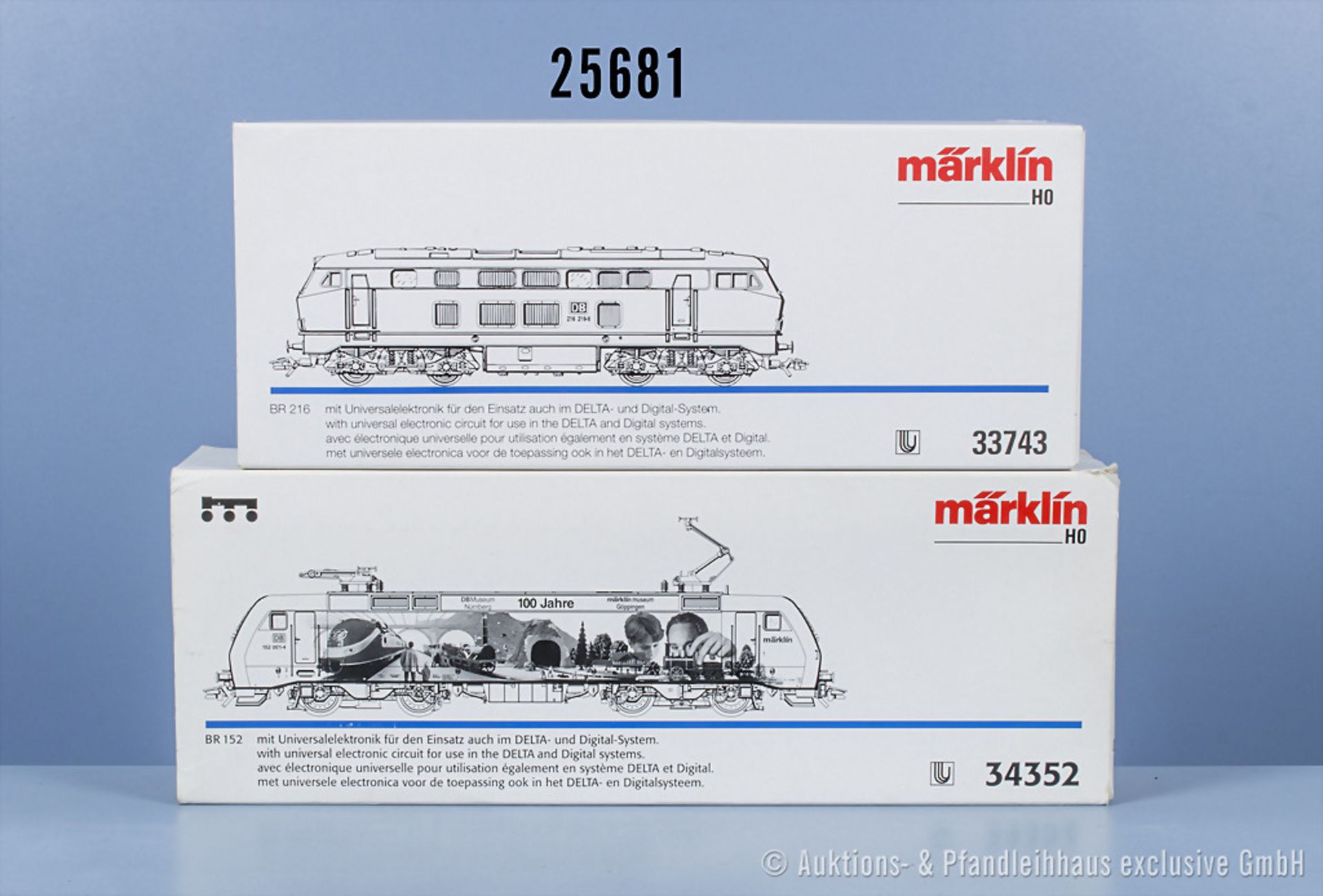 2 Märklin Delta digital H0 Lokomotiven, dabei 33743 Diesellok der DB, BN 216 219-6 und ...