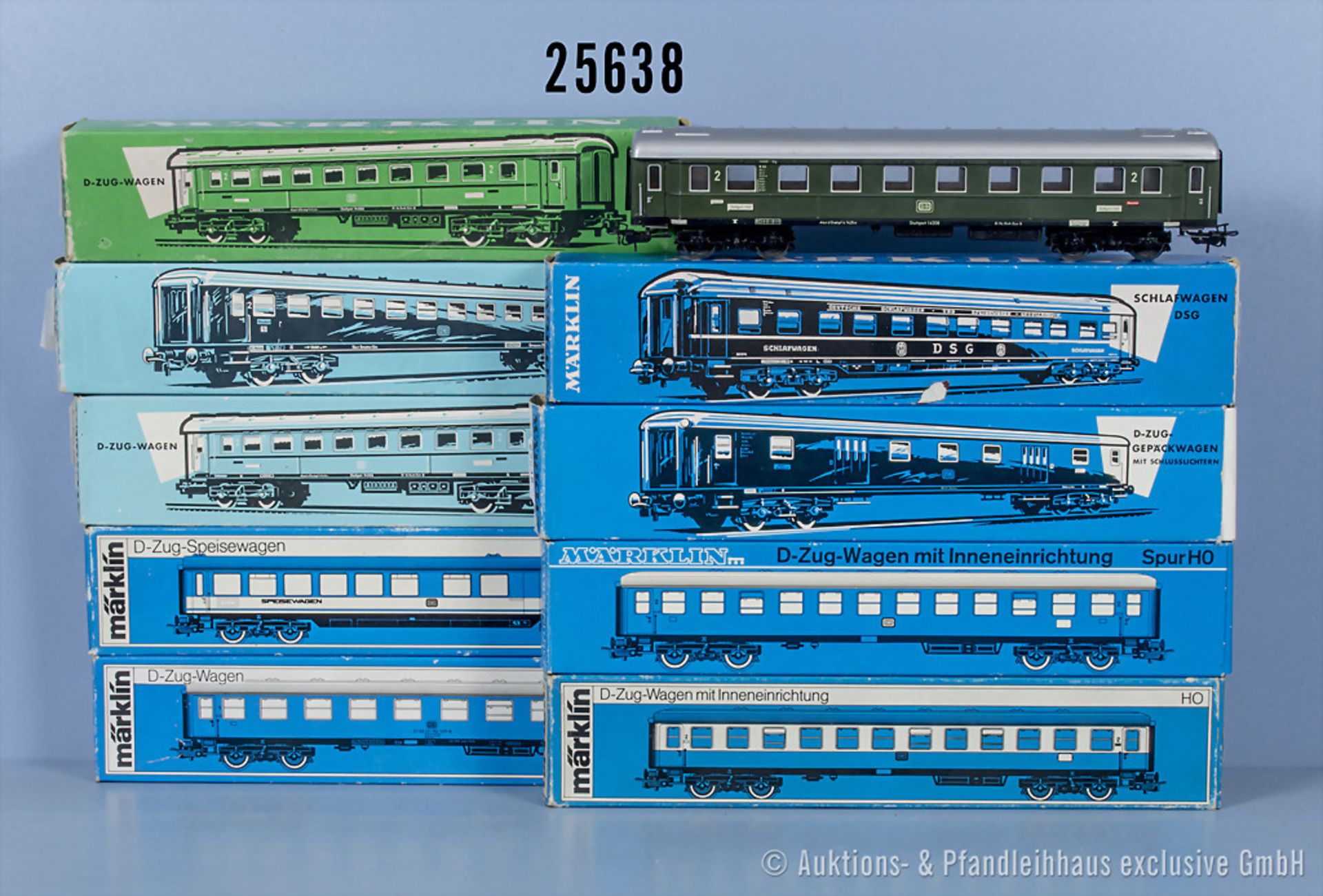 9 Märklin H0 D-Zug-Wagen, dabei 4022, 2 x 4037, 4044, 2 x 4052, 4053, 4054 und 4064, ...