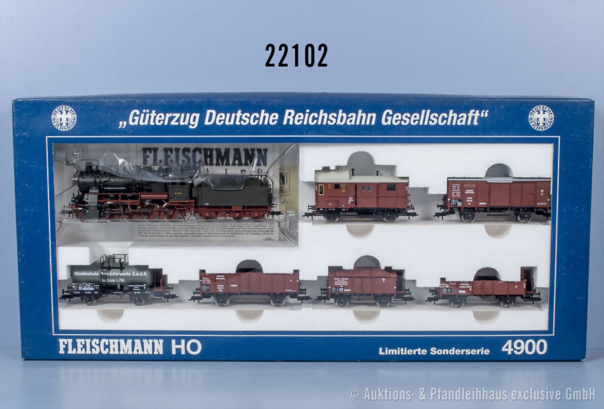 Fleischmann H0 4900 Güterzugset der DRG, dabei Schlepptenderlok, BN 56 2264, mit ...