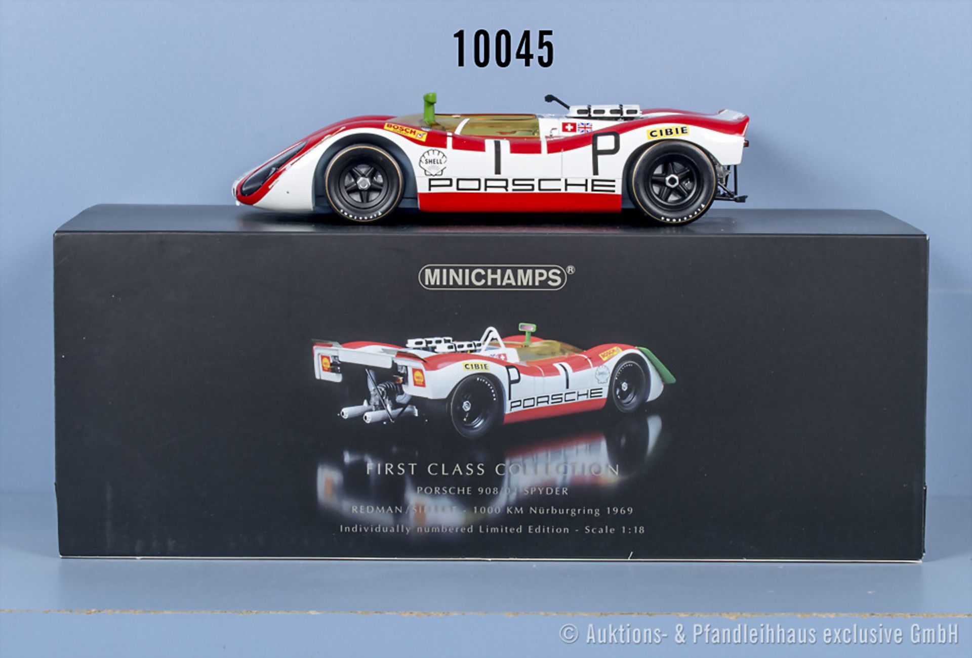 Minichamps First Class Collection Porsche 908/02 Spyder, Metall, M 1:18, beschädigt, ...