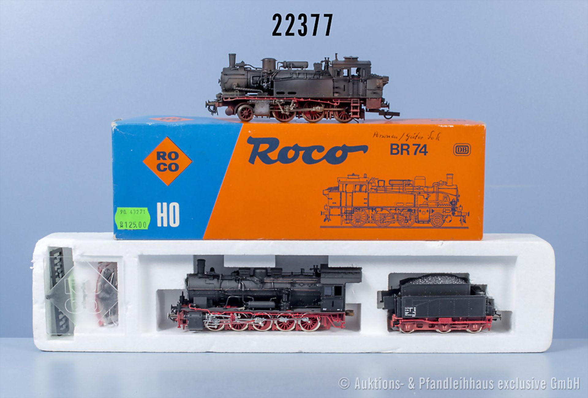 2 Roco H0 Lokomotiven, dabei 43271 Tenderlok der DB, BN 74 904, patiniert und 43220 ...