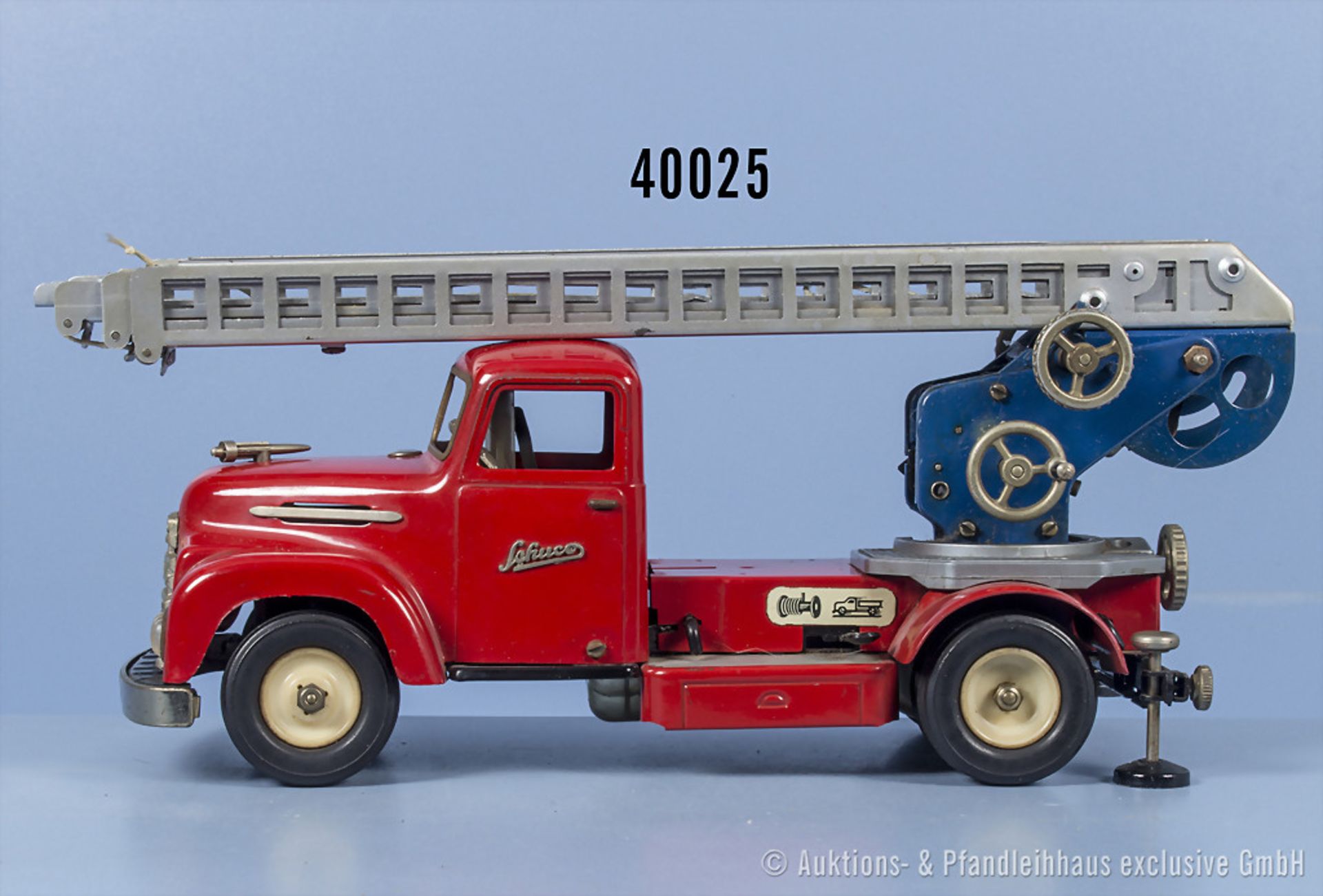 Schuco Constructions-Feuerwehr 6080, Blech, L 26 cm, Seil von Feuerwehrleiter gerissen, ...