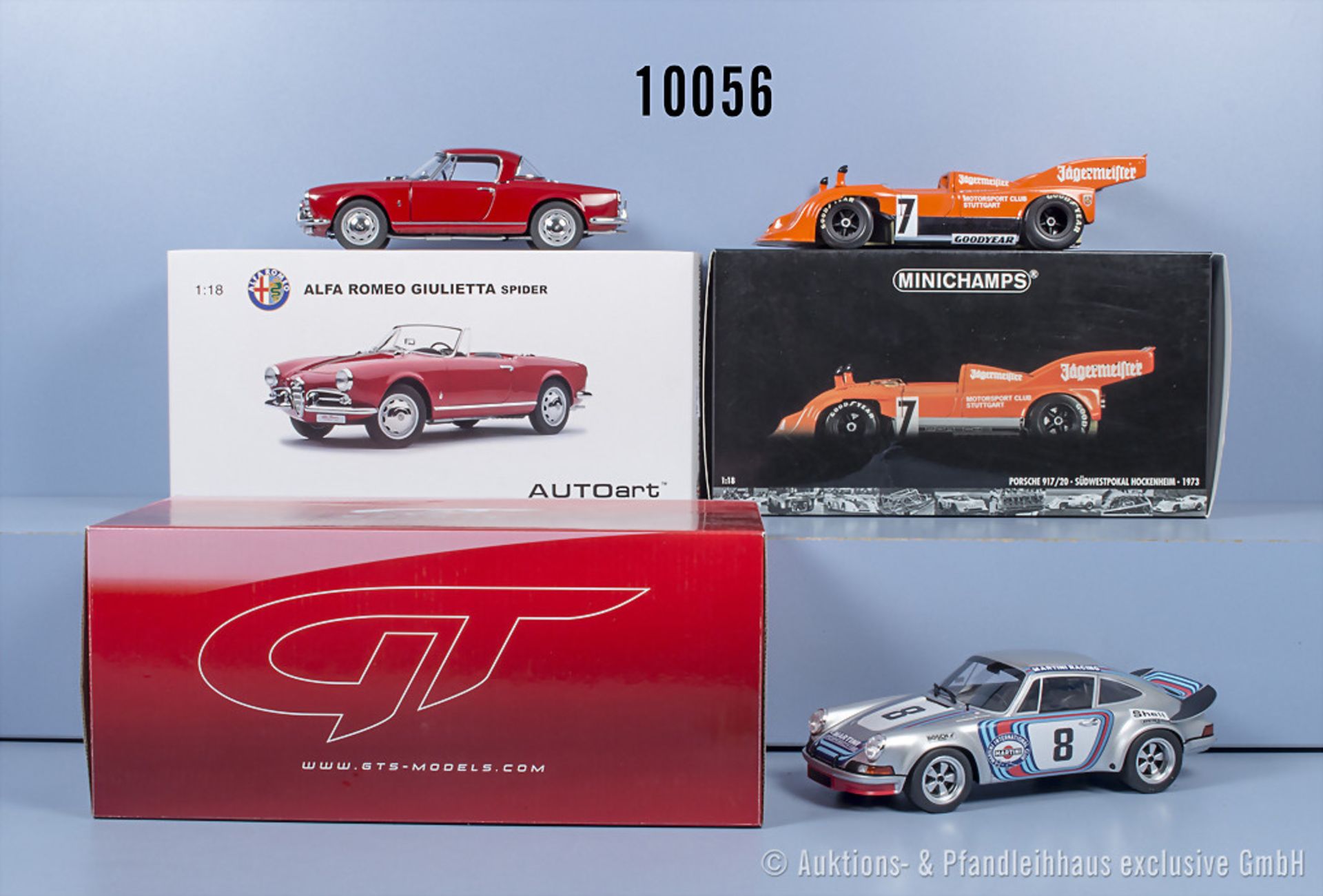 3 Modellfahrzeuge, GTS Models GT Spirit Porsche 911 RSR Targa, Autoart Alfa Romeo ...