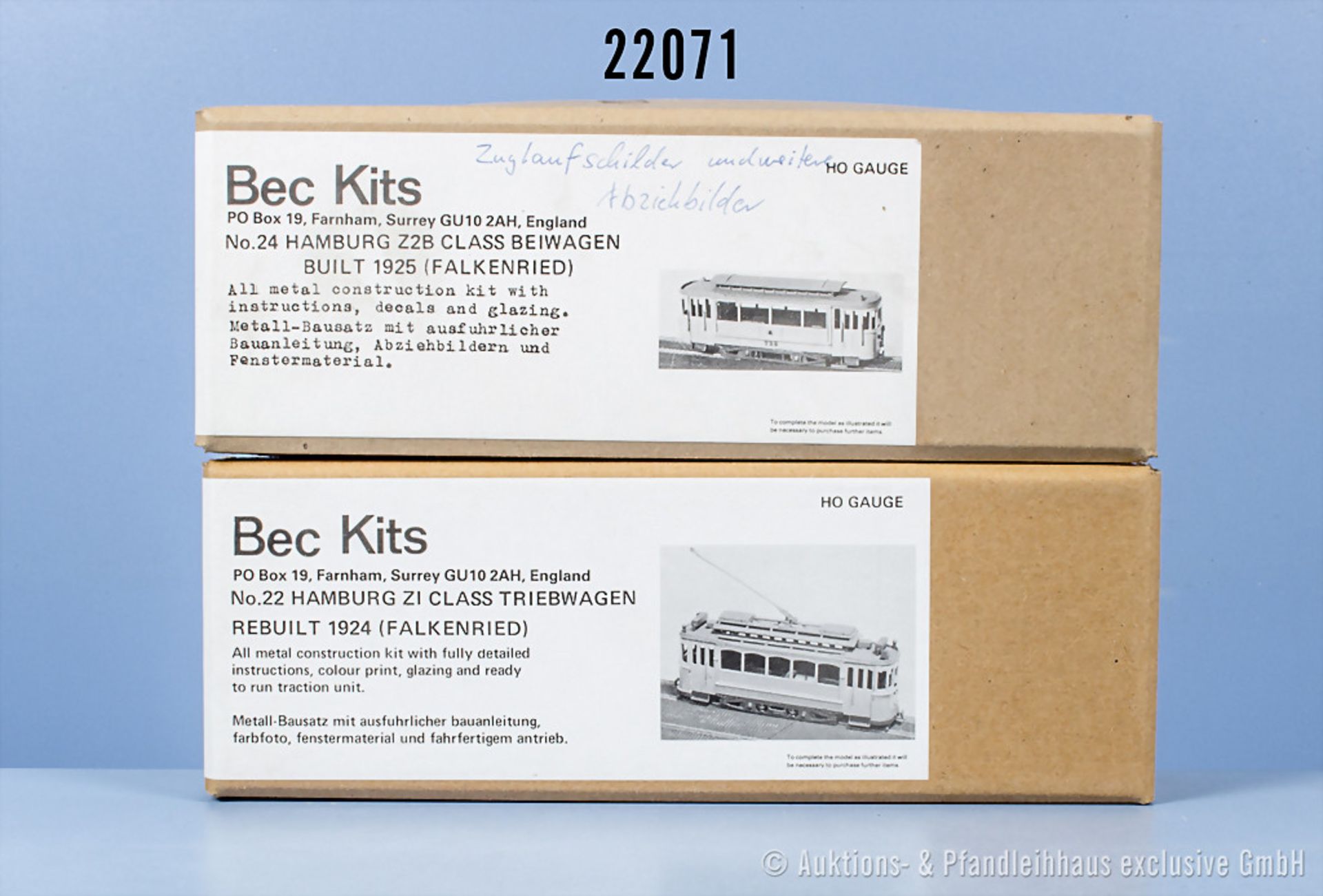 Bec Kits H0 teilmontierter motorisierter Gussbausatz für Hamburger Trambahnwagen mit ...