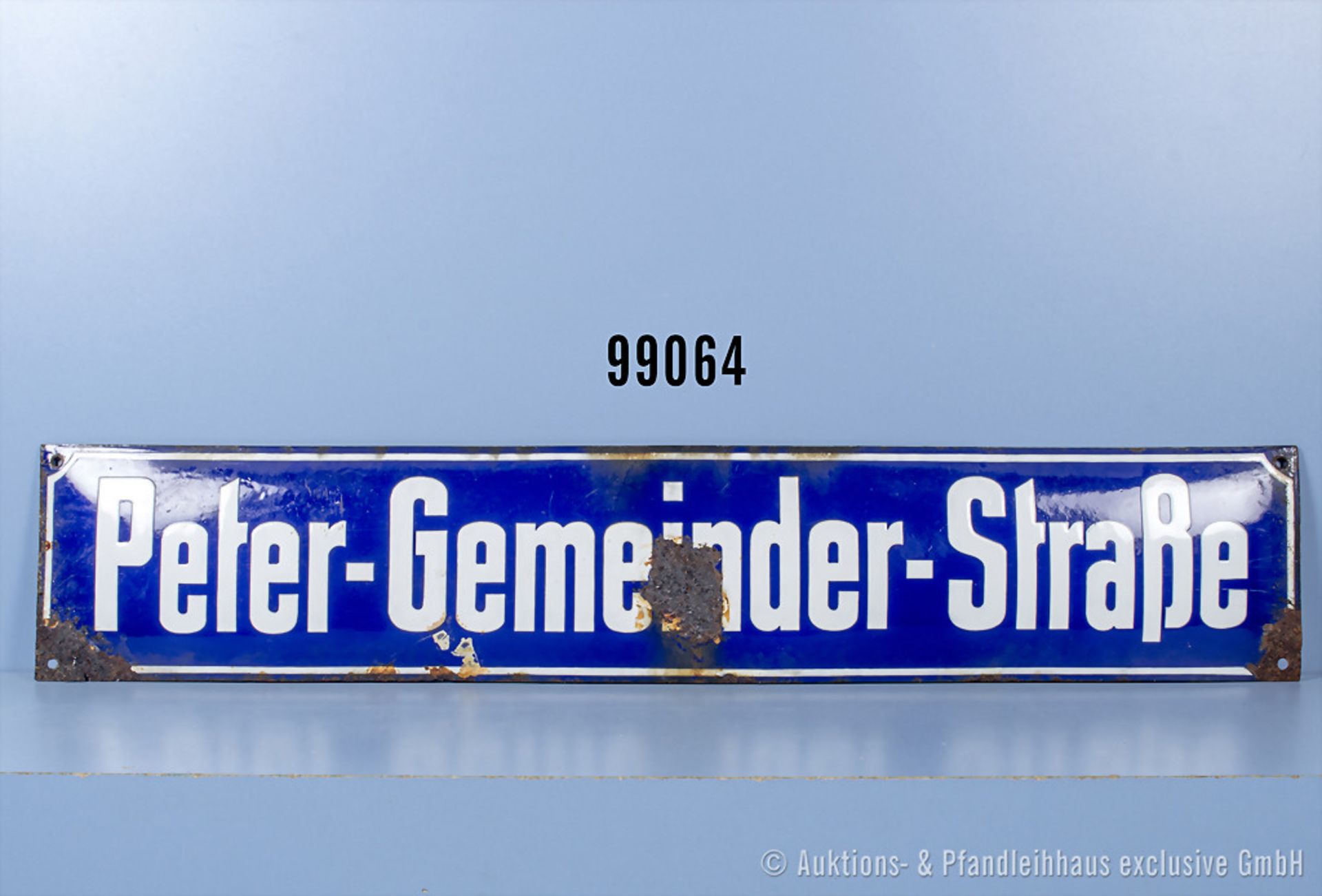 Emaille-Straßenschild 3. Reich "Peter-Gemeinder-Straße", Gemeinder war vom 09.01.1931 ...
