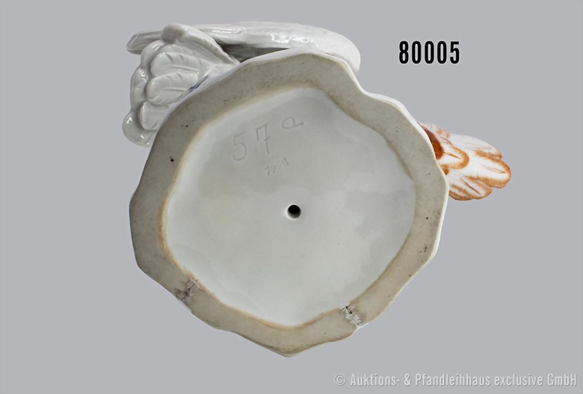 Porzellan-Kakadu, Meissen, 3. Wahl, Modell-Nr. 57 A, 149d, H ca. 23,5 cm, am Boden ... - Bild 4 aus 4