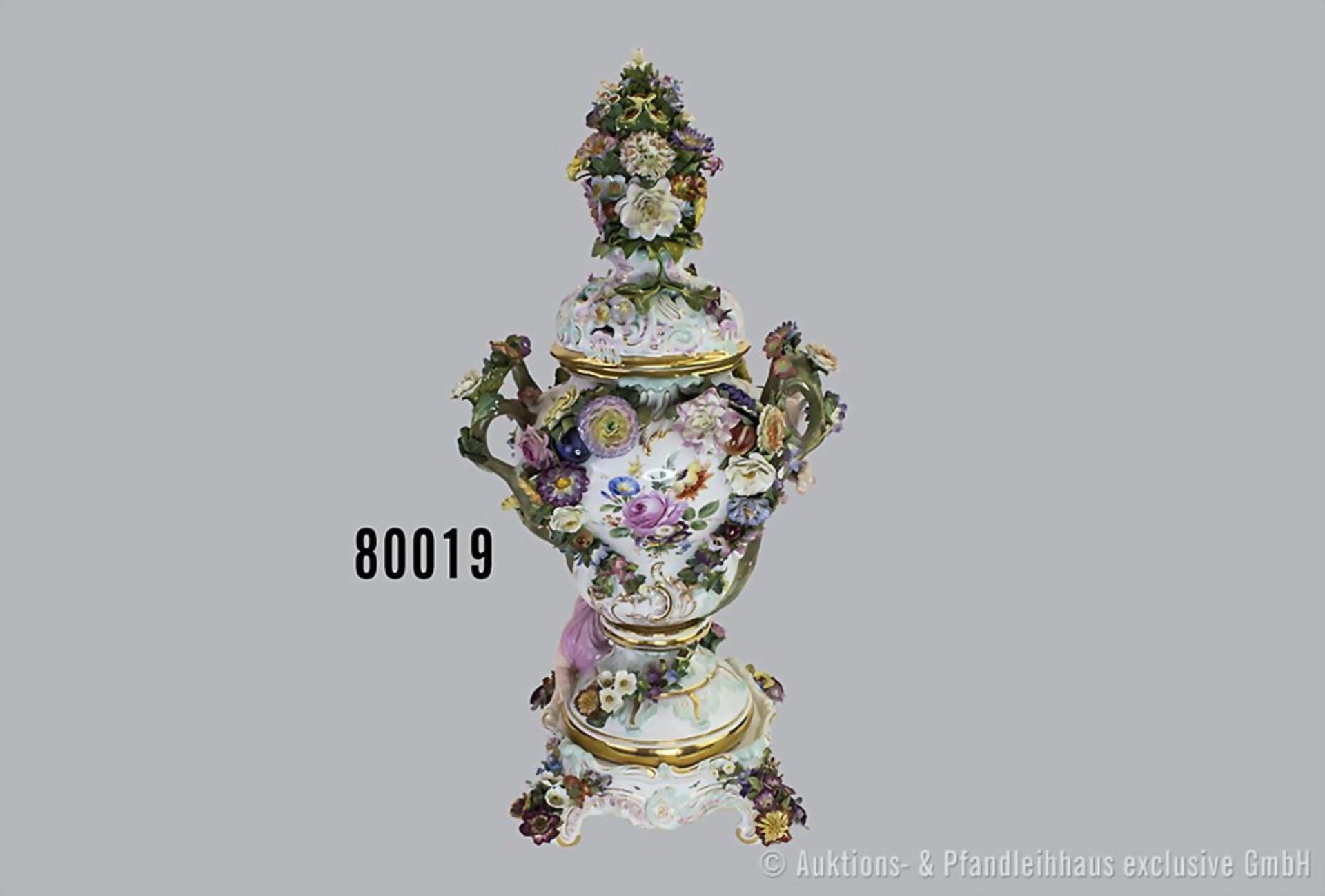 Meissen große Porzellan Potpourri Vase, 3-teilig, ca. 2. Hälfte 19. Jh., Entwurf von J. ... - Bild 4 aus 5