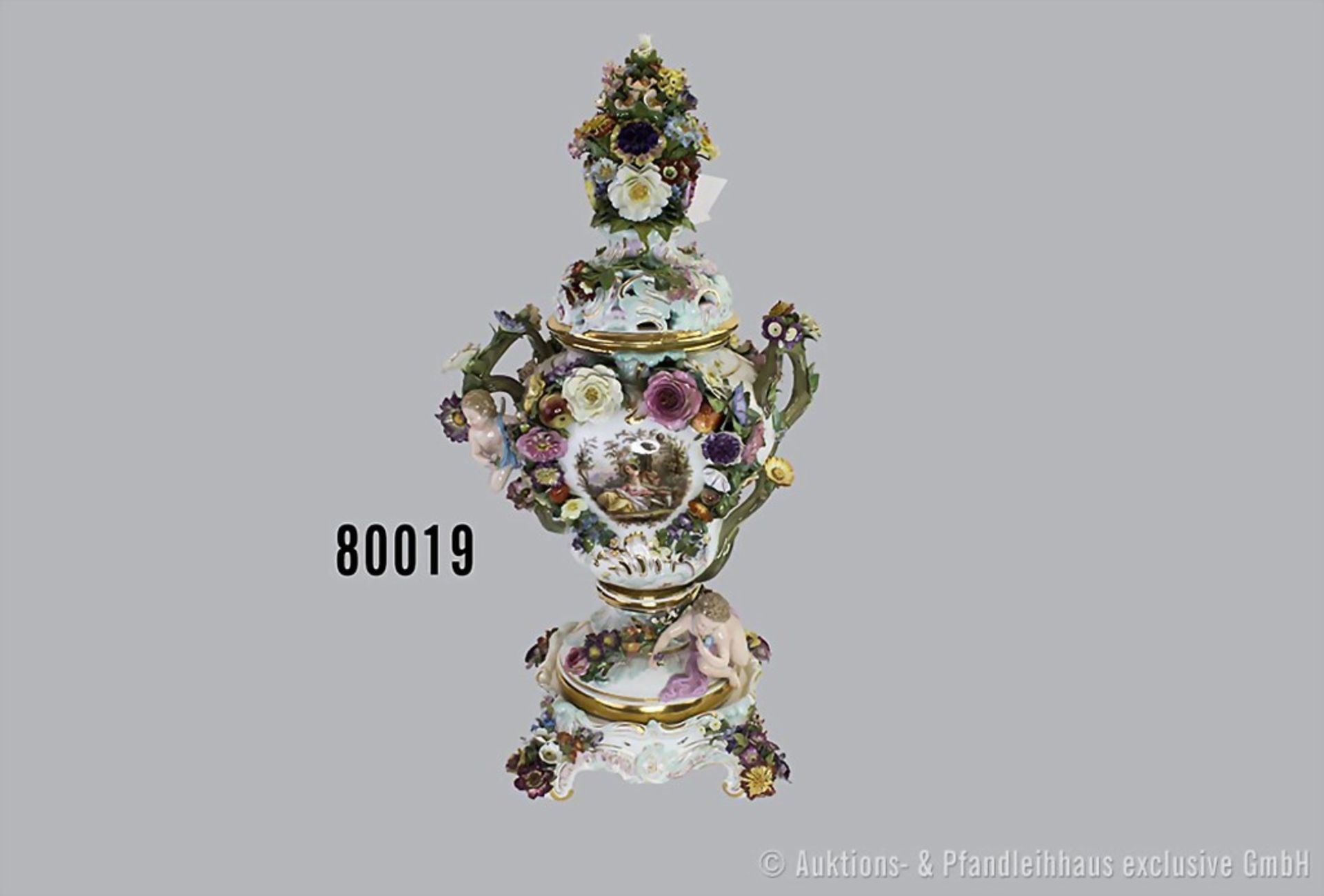 Meissen große Porzellan Potpourri Vase, 3-teilig, ca. 2. Hälfte 19. Jh., Entwurf von J. ... - Image 3 of 5
