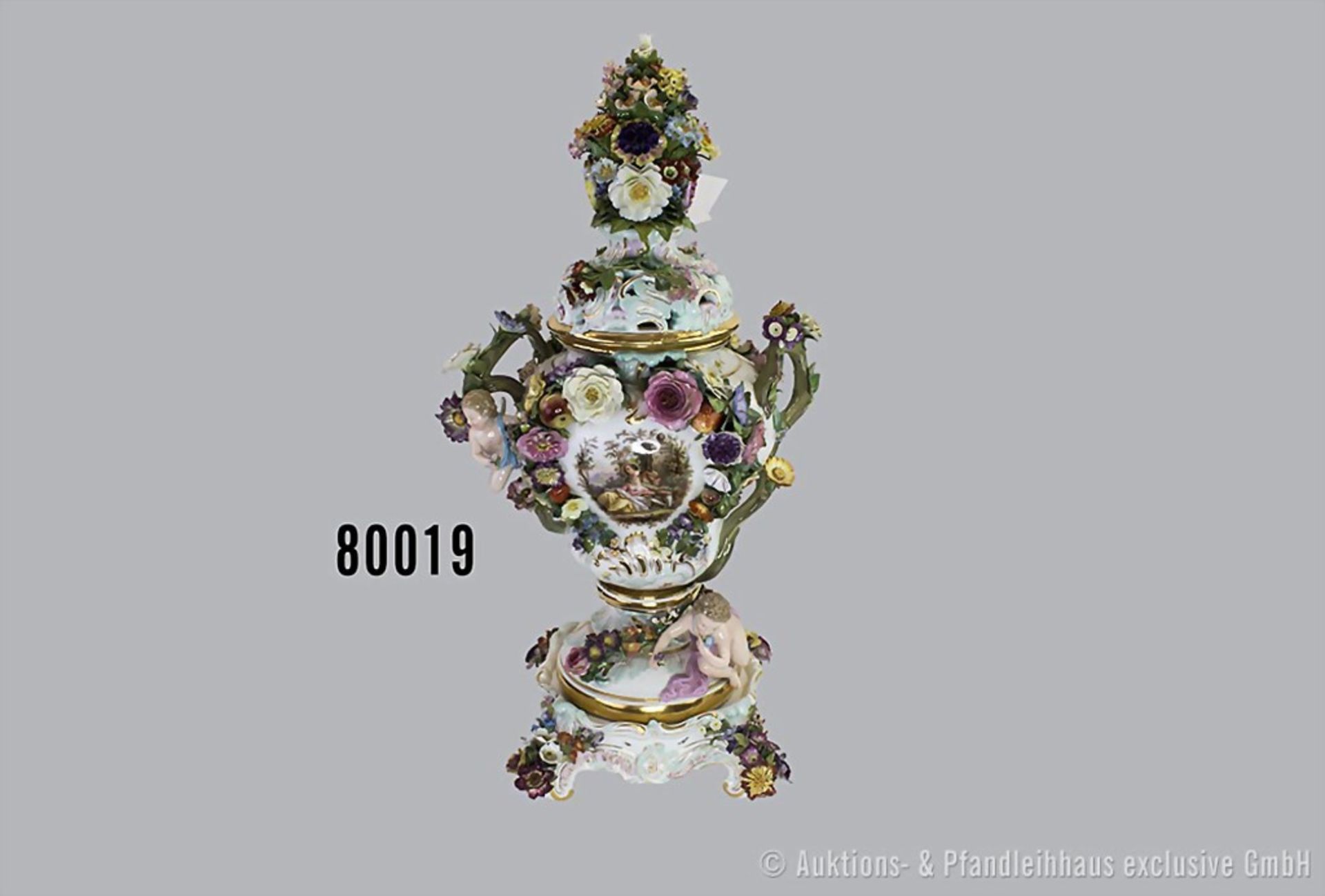 Meissen große Porzellan Potpourri Vase, 3-teilig, ca. 2. Hälfte 19. Jh., Entwurf von J. ... - Bild 3 aus 5