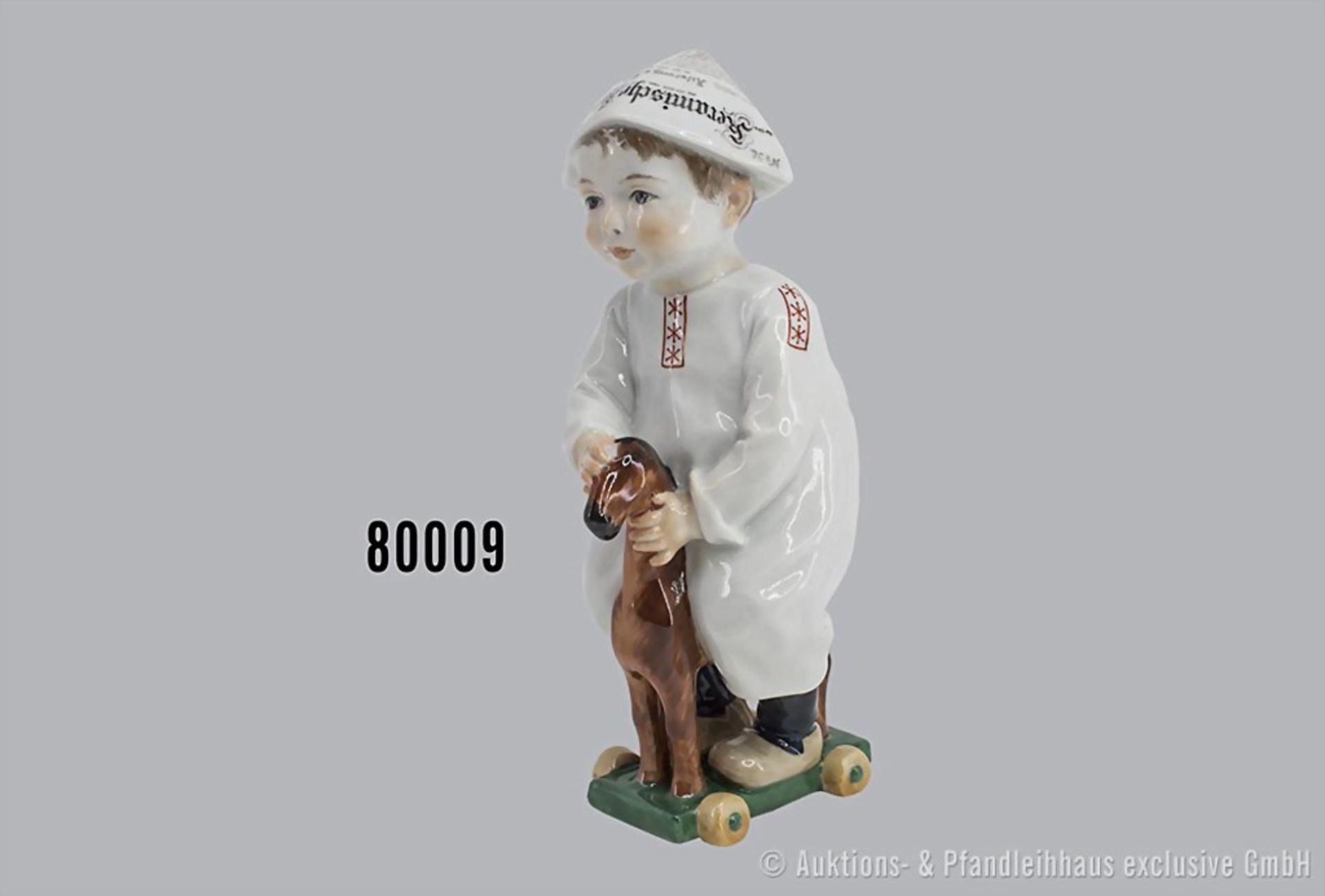 Porzellan Hentschel Kind, "Kind mit Zeitungsmütze", Meissen, 1. Wahl, um 1910, ...