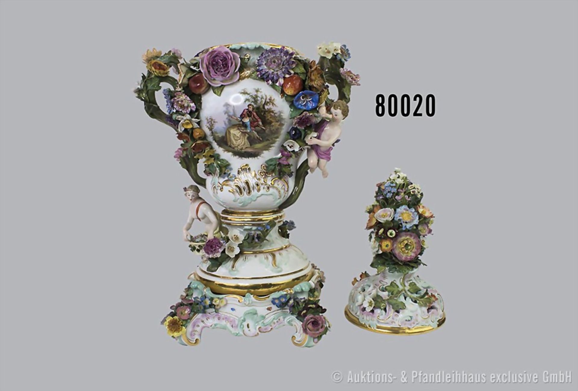 Meissen große Porzellan Potpourri Vase, 3-teilig, ca. 2. Hälfte 19. Jh., Entwurf von J. ... - Bild 2 aus 6