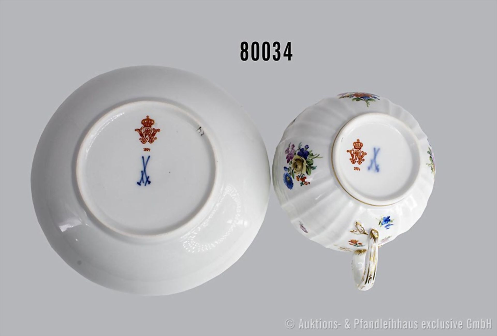 Porzellan-Kaffeetasse mit Unterteller, Meissen, aus dem Service für Kaiser Wilhelm II. ... - Bild 2 aus 4