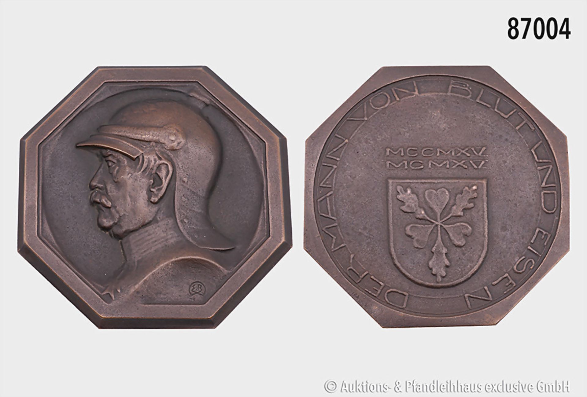 Große oktogonale Medaille 1915, auf Reichskanzler Bismarck, 95 x 95 mm, ...