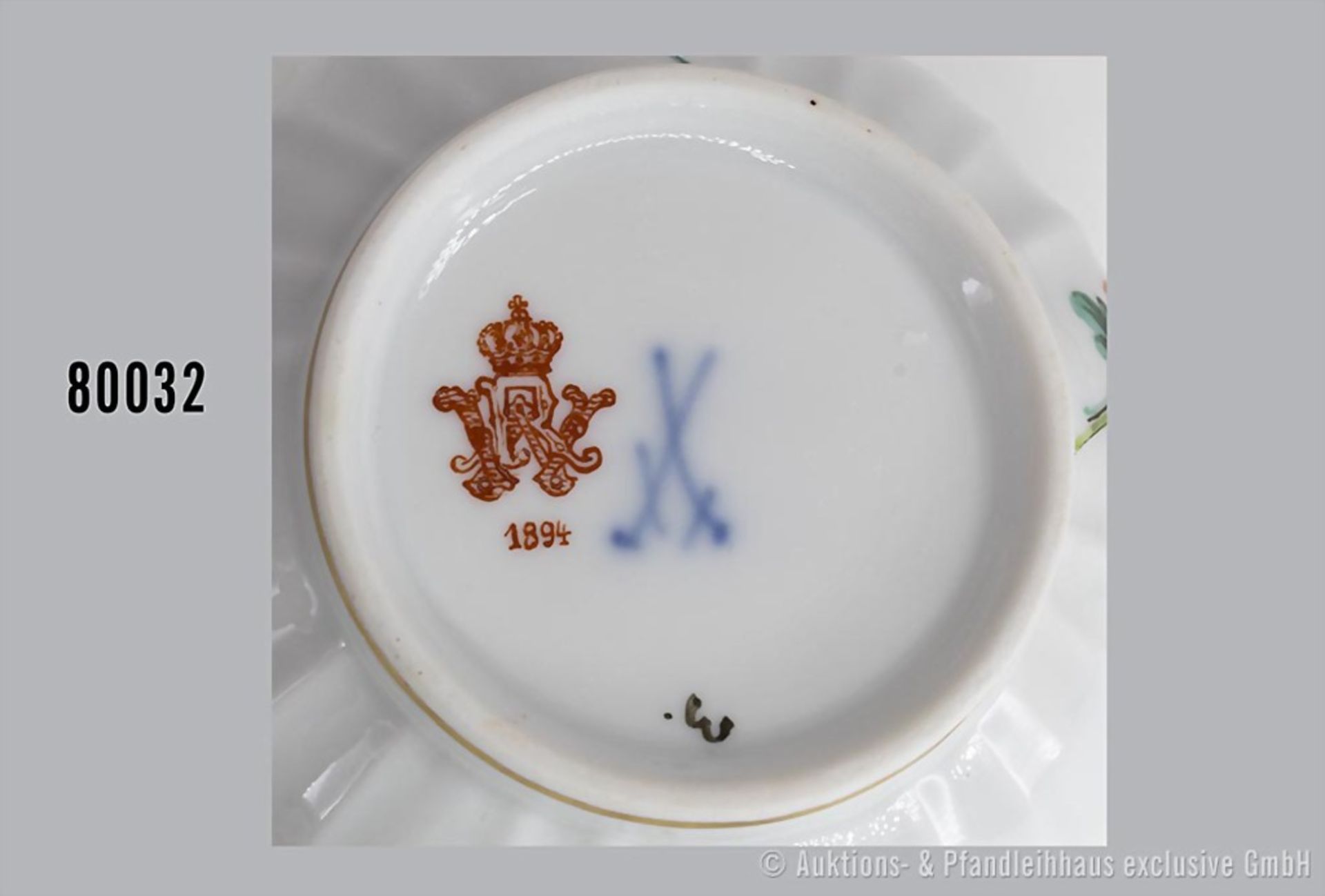 Porzellan-Kaffeetasse mit Unterteller, Meissen, aus dem Service für Kaiser Wilhelm II. ... - Bild 3 aus 4