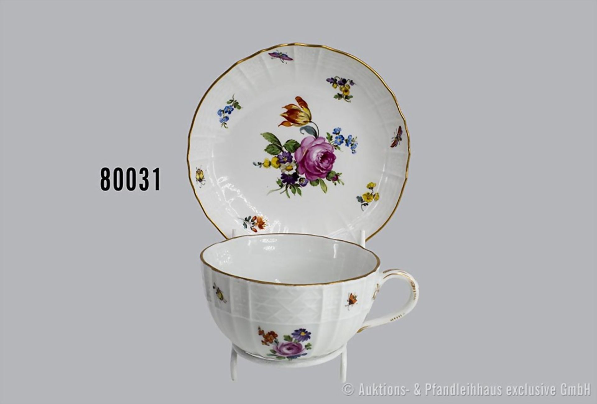 Porzellan-Kaffeetasse mit Unterteller, Meissen, aus dem Service für Kaiser Wilhelm II. ...