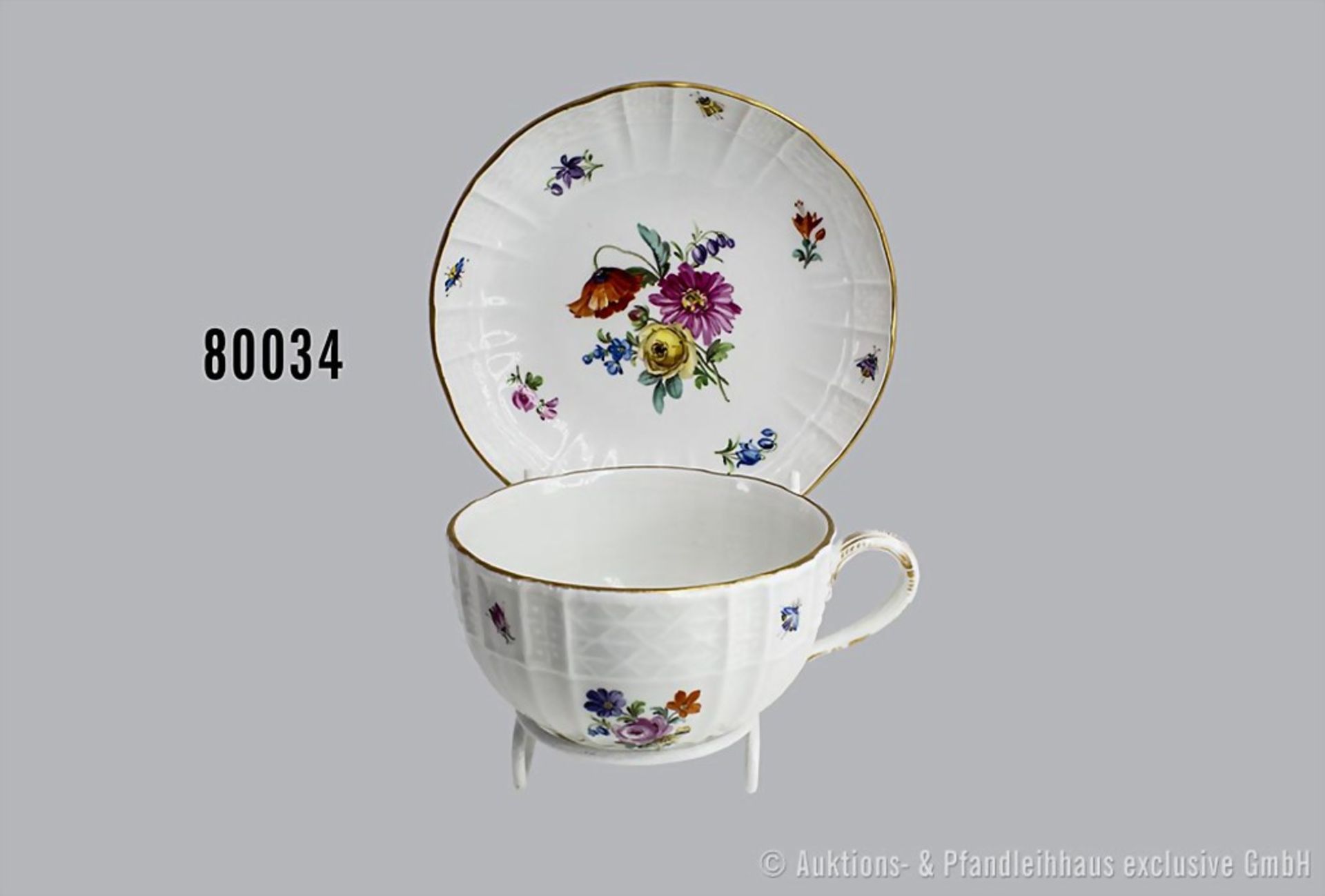 Porzellan-Kaffeetasse mit Unterteller, Meissen, aus dem Service für Kaiser Wilhelm II. ...