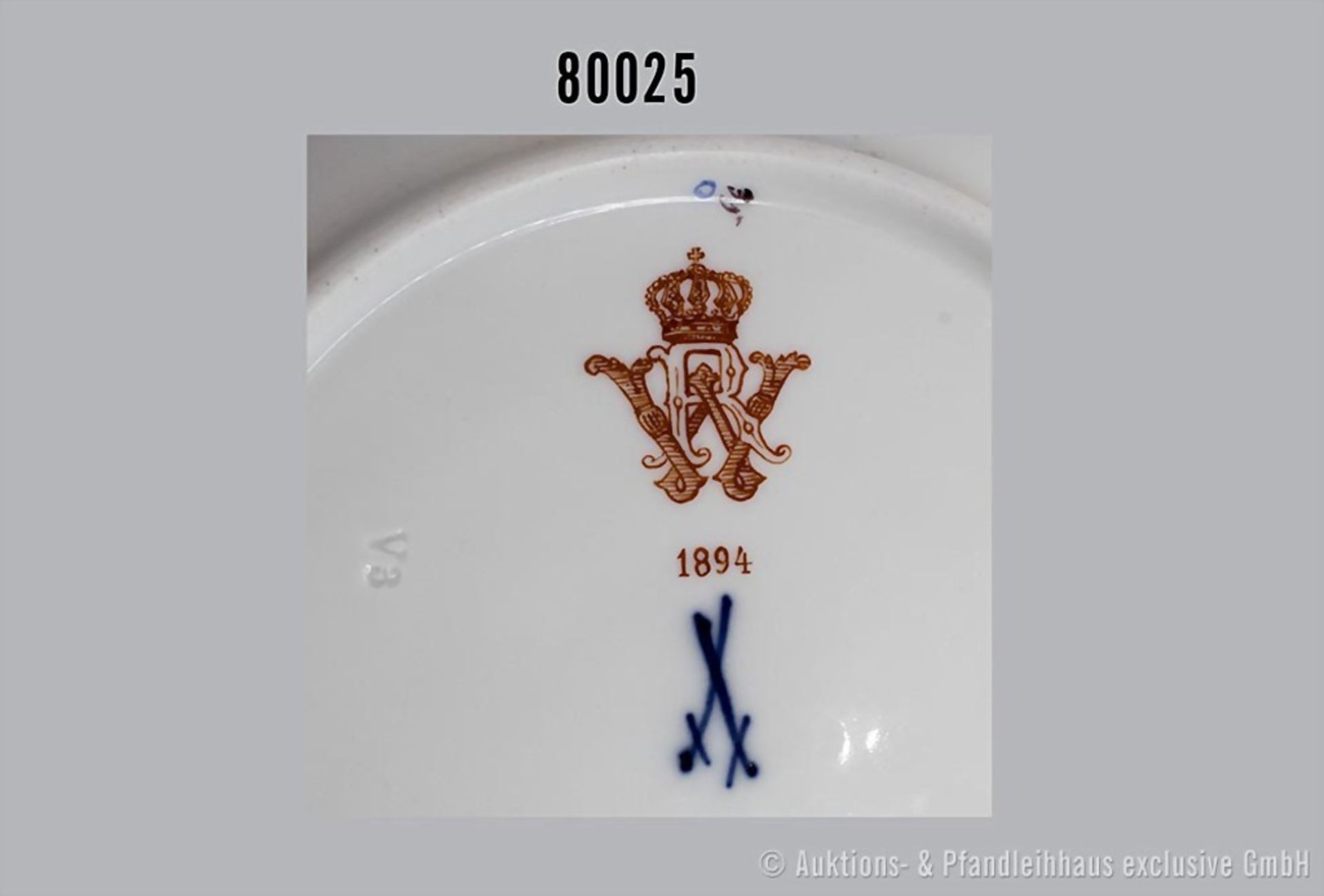 Porzellan-Kuchenteller, Meissen, aus dem Service für Kaiser Wilhelm II. (1888-1918), ... - Bild 2 aus 2