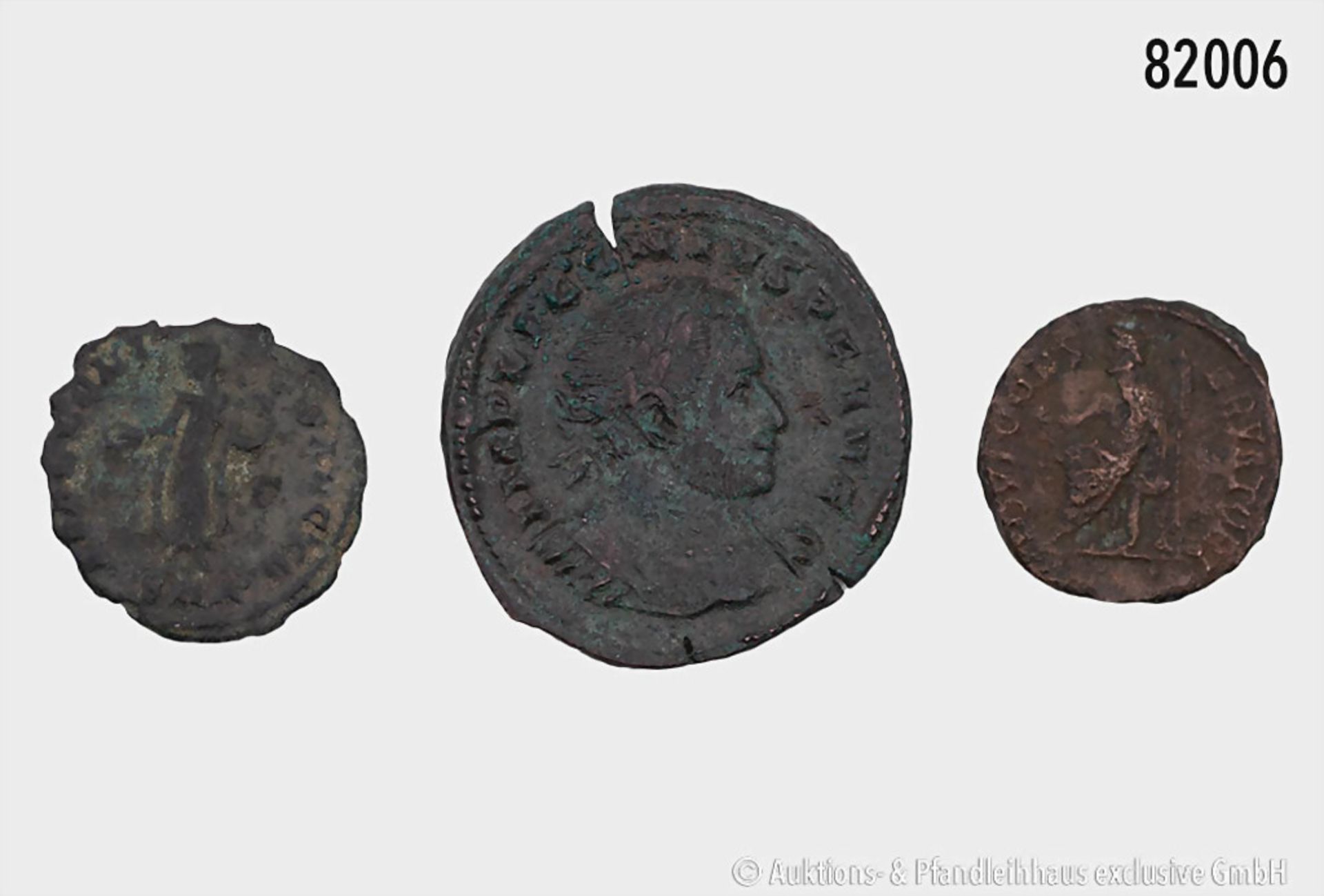 Konv. 3 spätrömische Münzen, Maximinus II. Daia (305-313), Zeit der Christenverfolgung, ...