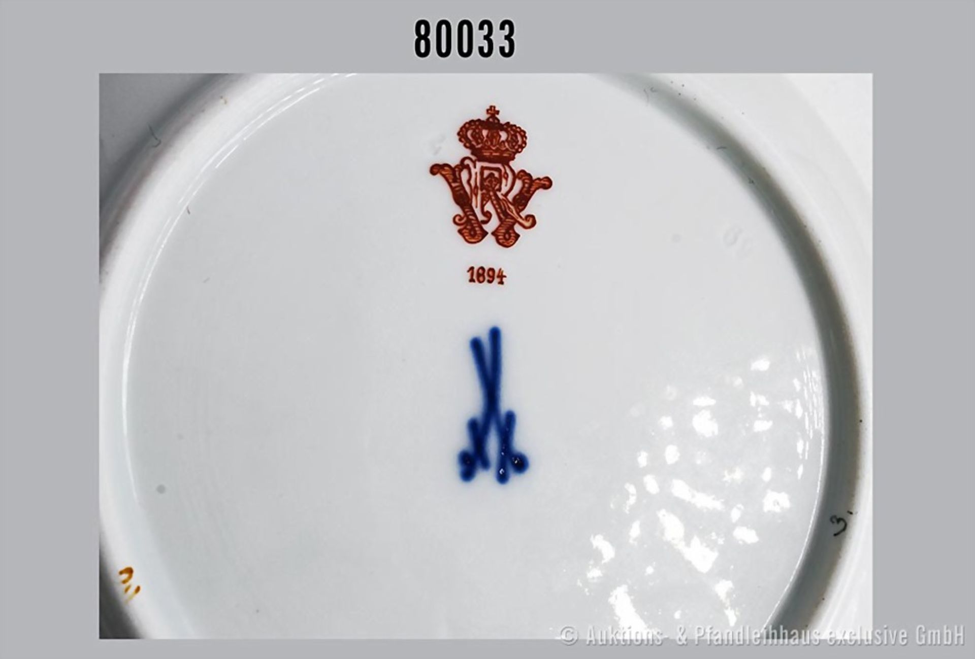 Porzellan-Kaffeetasse mit Unterteller, Meissen, aus dem Service für Kaiser Wilhelm II. ... - Bild 3 aus 4