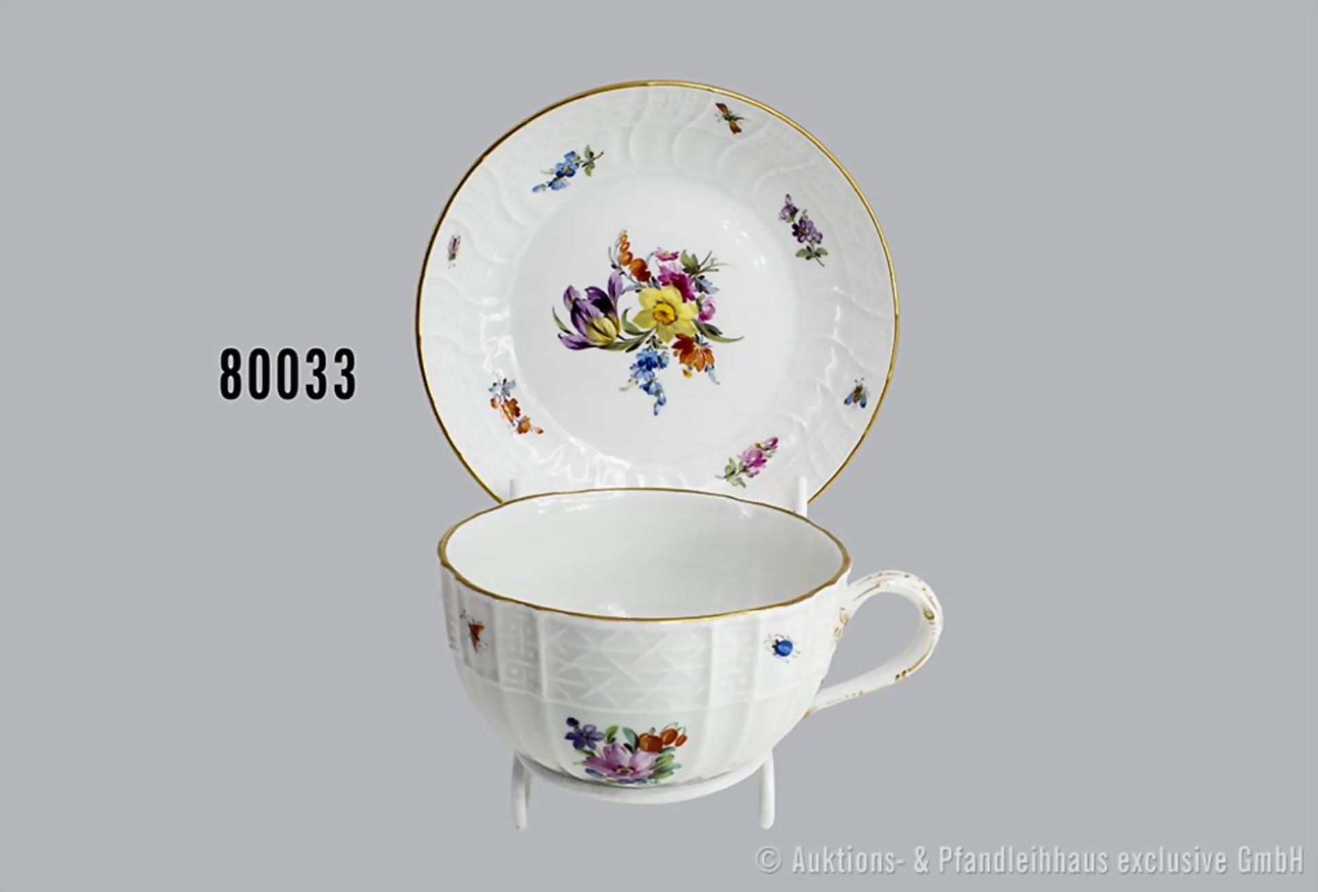 Porzellan-Kaffeetasse mit Unterteller, Meissen, aus dem Service für Kaiser Wilhelm II. ...