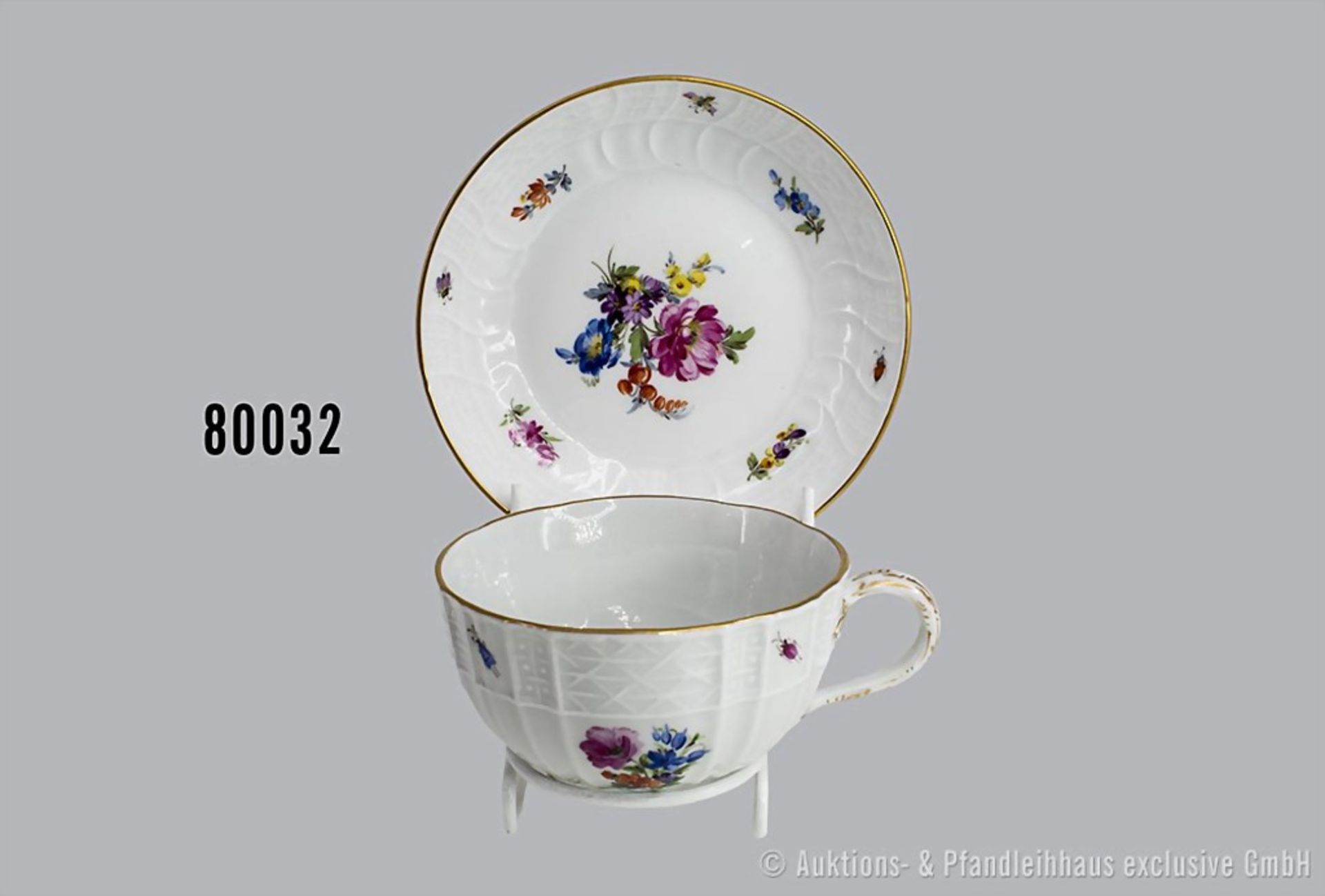 Porzellan-Kaffeetasse mit Unterteller, Meissen, aus dem Service für Kaiser Wilhelm II. ...