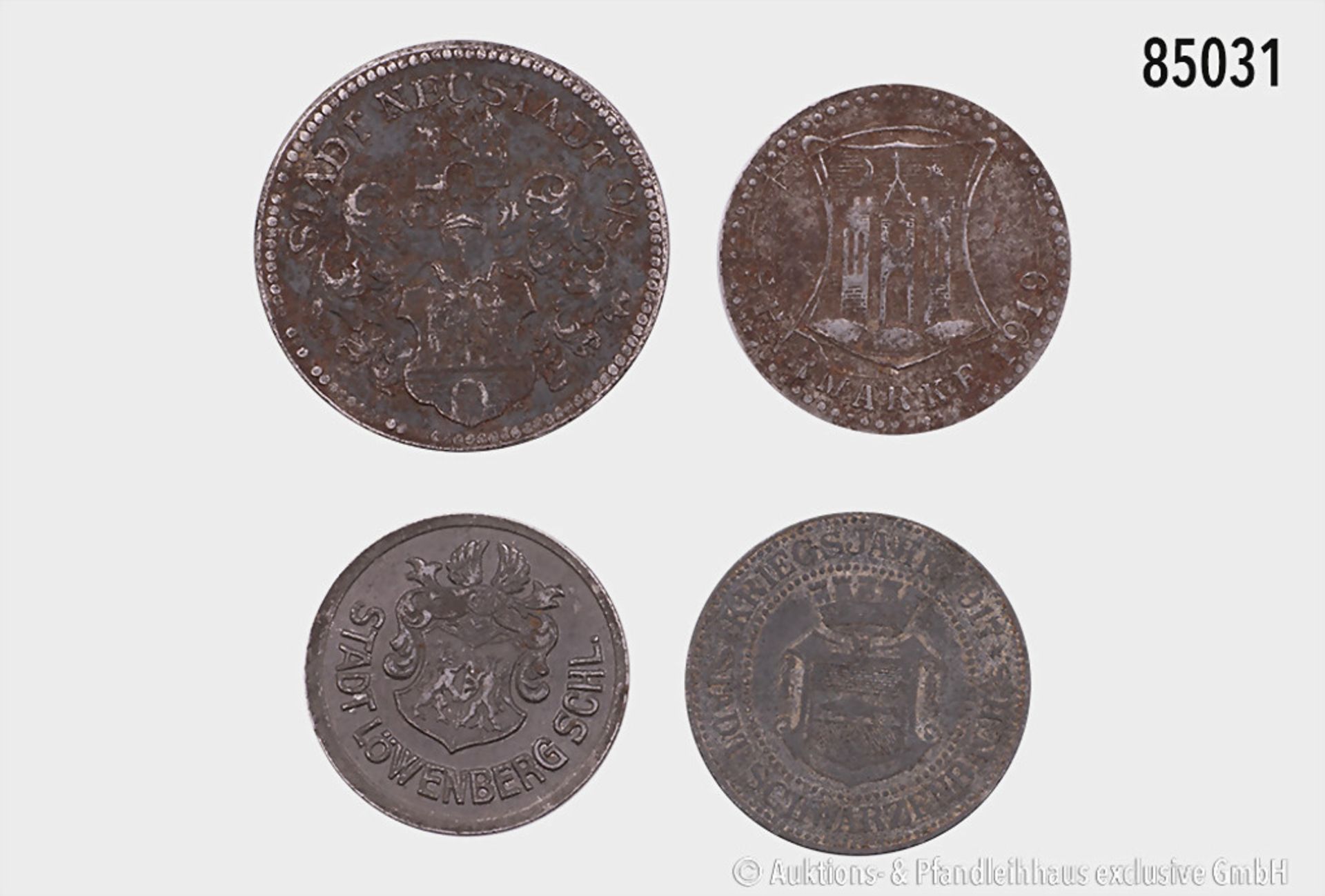 Konv. Notgeld, bestehend aus Löwenberg/Schl., 5 Pfennig 1920, 10 Pfennig Münsterberg ... - Bild 2 aus 2