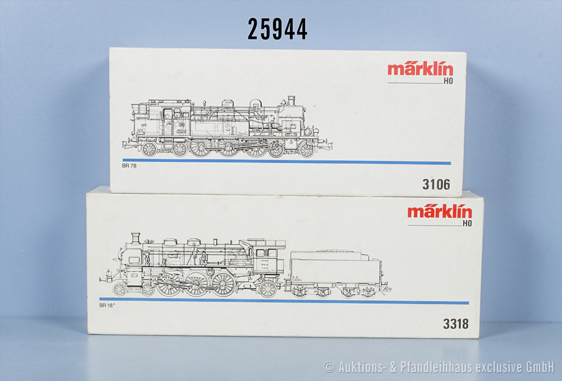2 Märklin H0 Lokomotiven, dabei 3106 Tenderlok der DB, BN 78 355 und 3318 ...