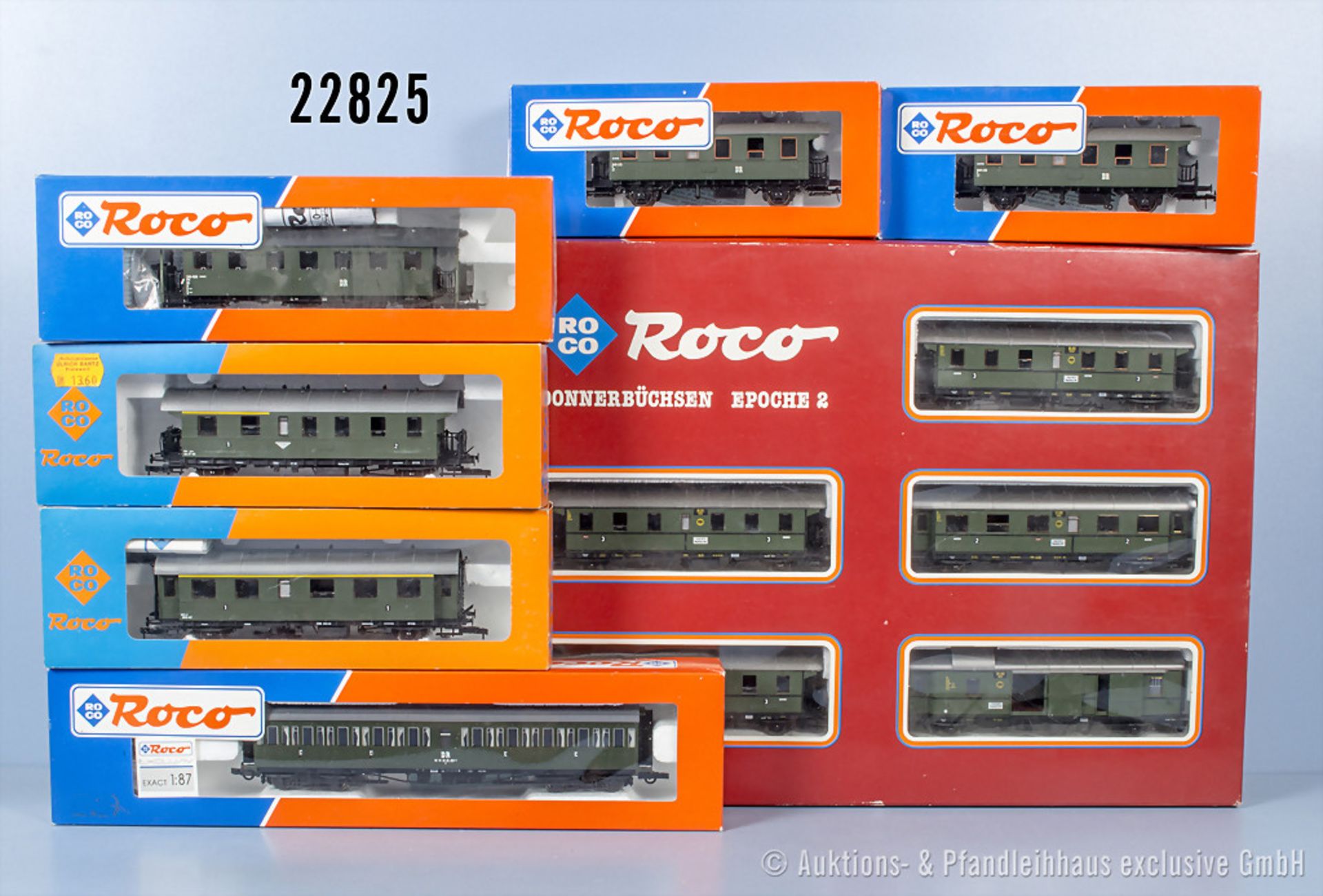 11 Roco H0 Wagen, dabei 1 D-Zug Abteil-Personenwagen, 9 Personenwagen und 1 Gepäckwagen, ...