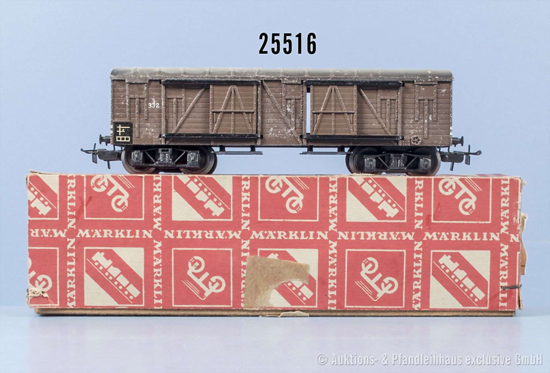 Märklin H0 332 Typ 3 gedeckter Güterwagen, Z 2., mit Lackfehlern und leichten ...