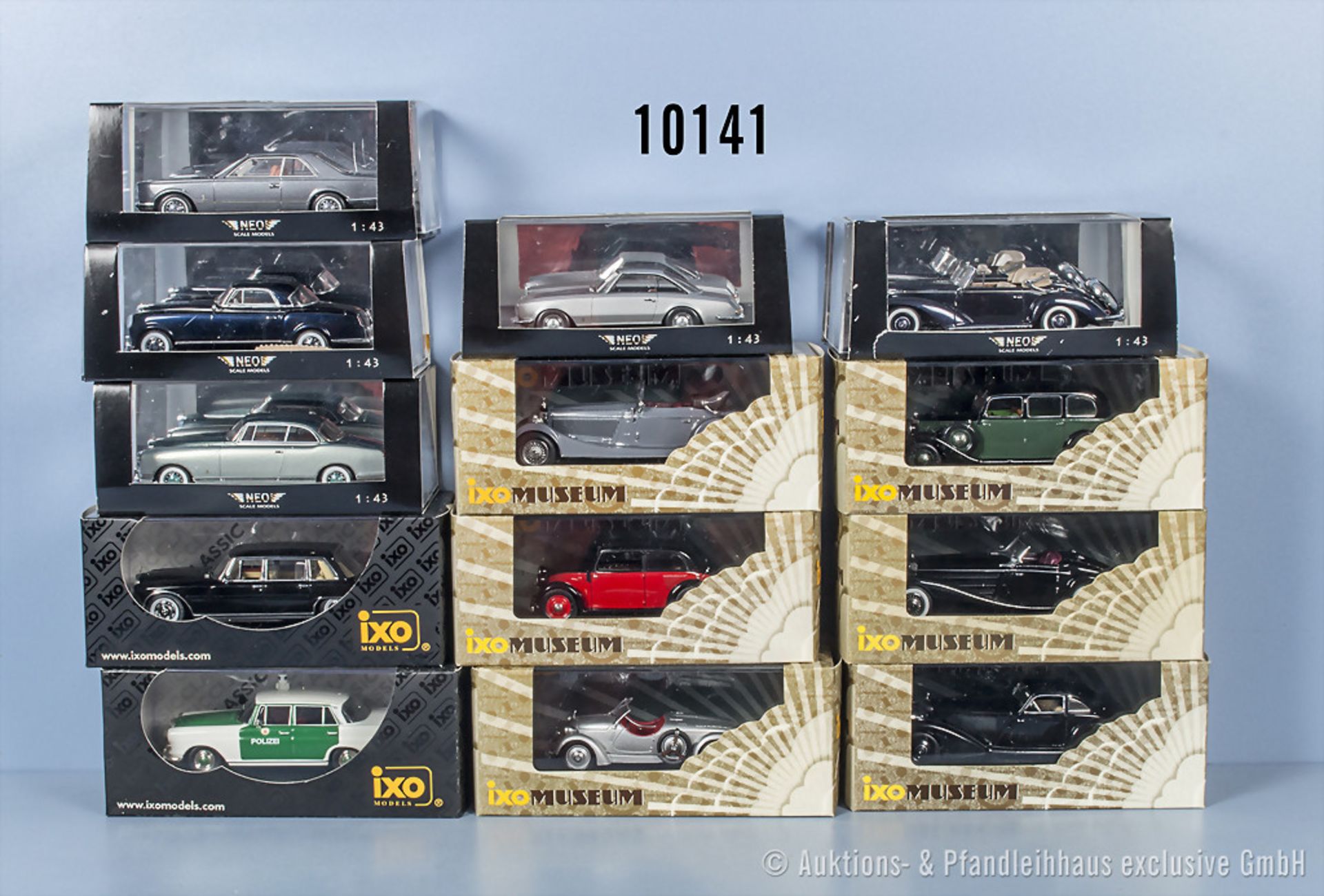 13 Modellfahrzeuge Oldtimer, Metall, 1:43, Hersteller: Ixo und Neo, Z 0, ...