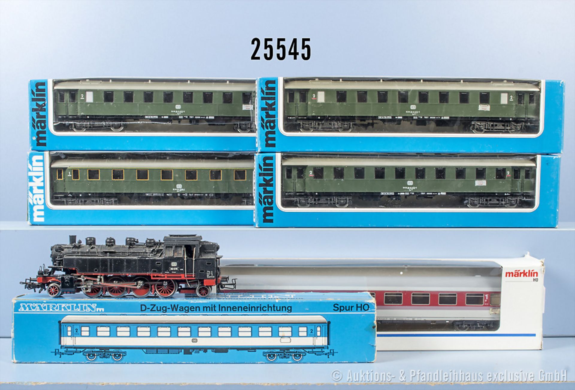 Märklin H0 D-Zug, dabei Tenderlok der DB, BN 86 578, 4092, 3 x 4134, 4145 und 4285, Z ...