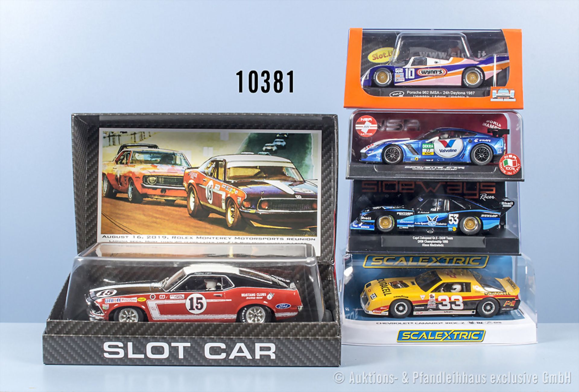 5 Slot Fahrzeuge, Corvette C7.R, Capri Zakspeed Gr.5 Chevrolet Camaro Iroc-Z u.a.., ...