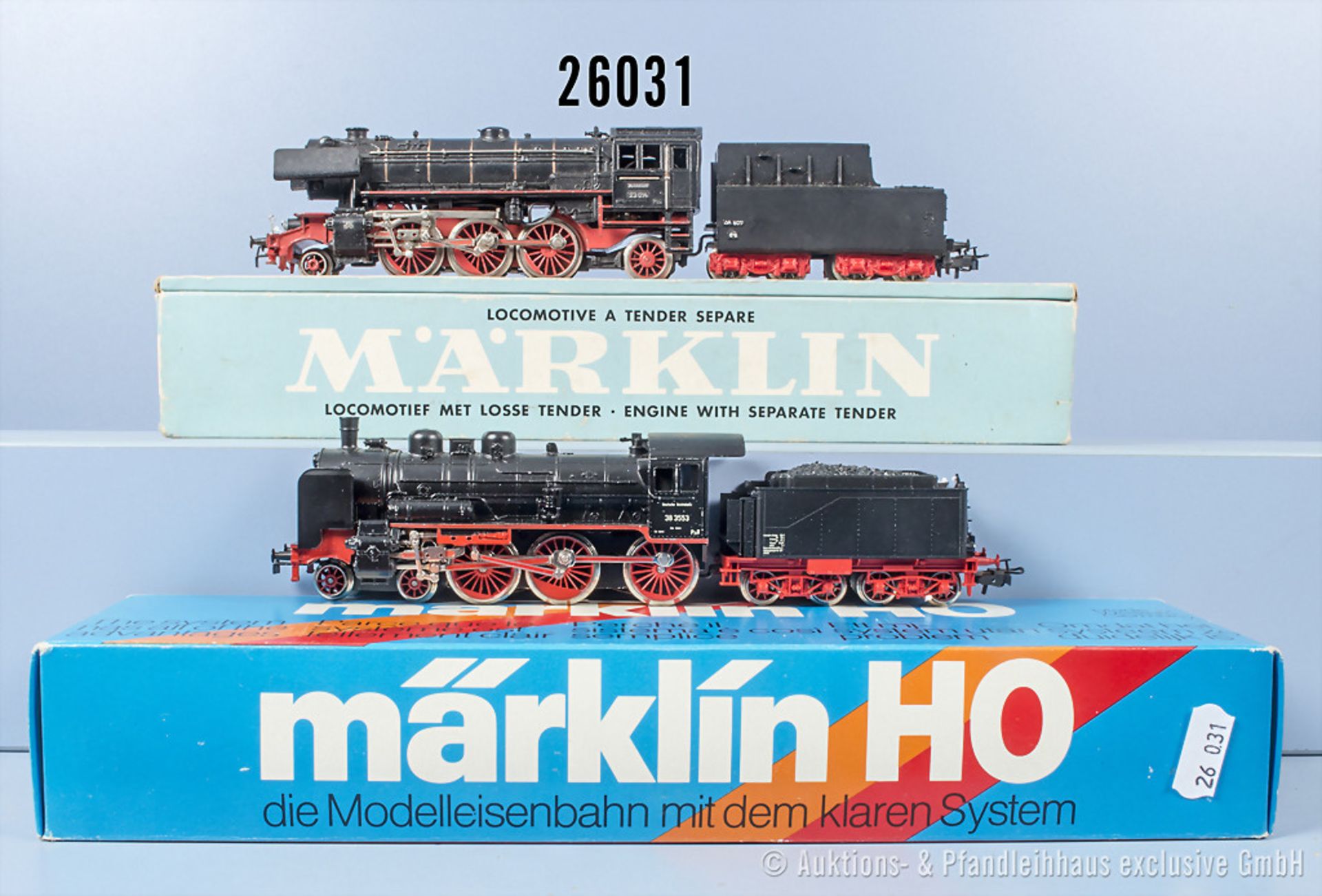 2 Märklin H0 Lokomotiven, dabei 3005 Schlepptenderlok der DB, BN 23 014 und 3099 ...