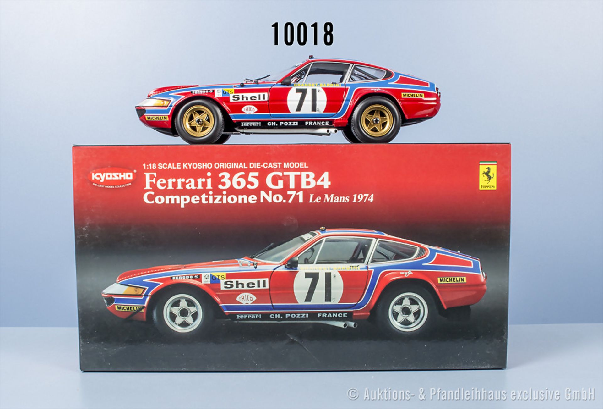 Kyosho 08164A Ferrari 365 GTB4 Competizione #71 Le Mans 1974, Metall, 1:18, Z 0, ...