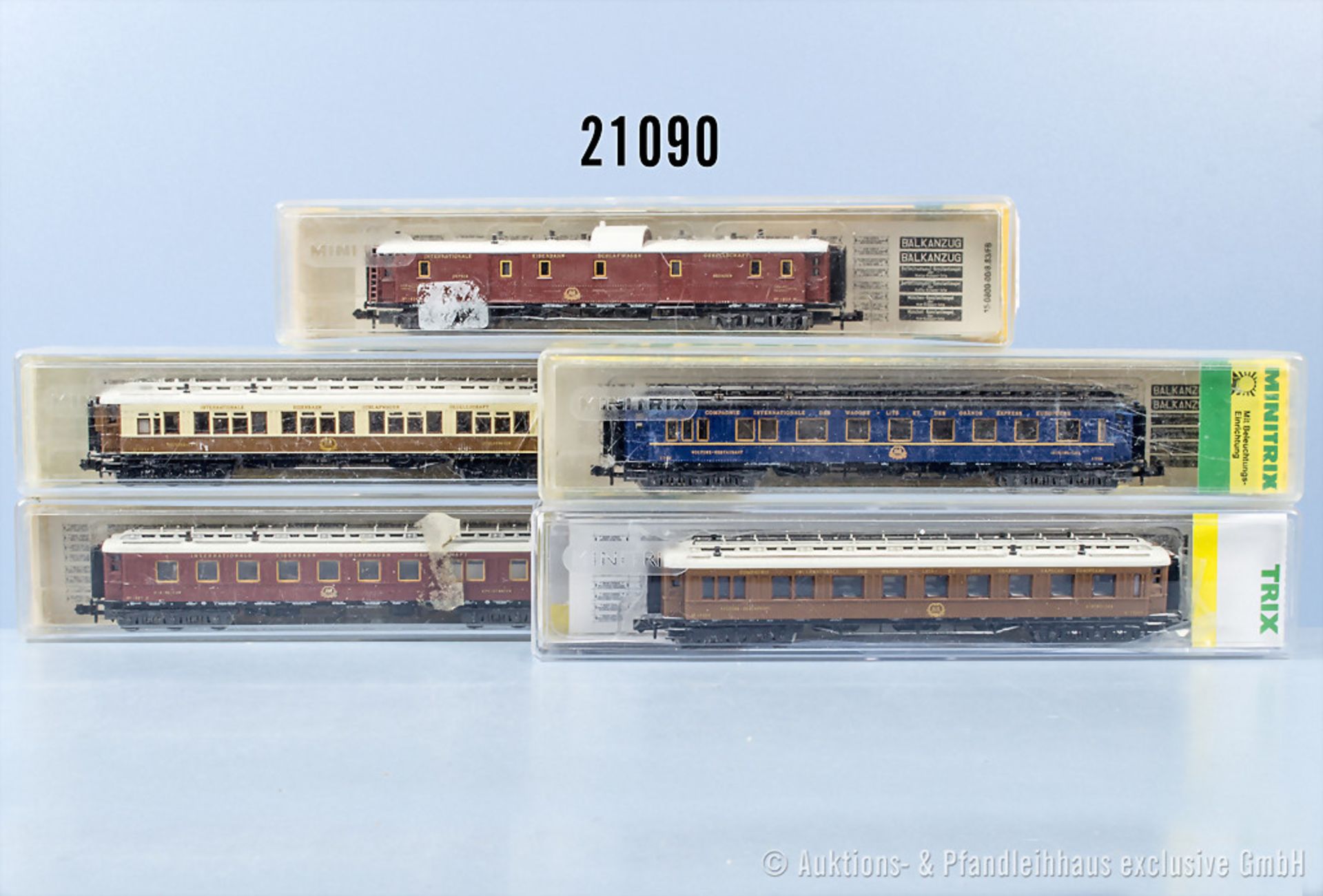 5 Minitrix Spur N Orient Express Wagen, dabei 3 Speisewagen, 1 Schlafwagen und 1 ...