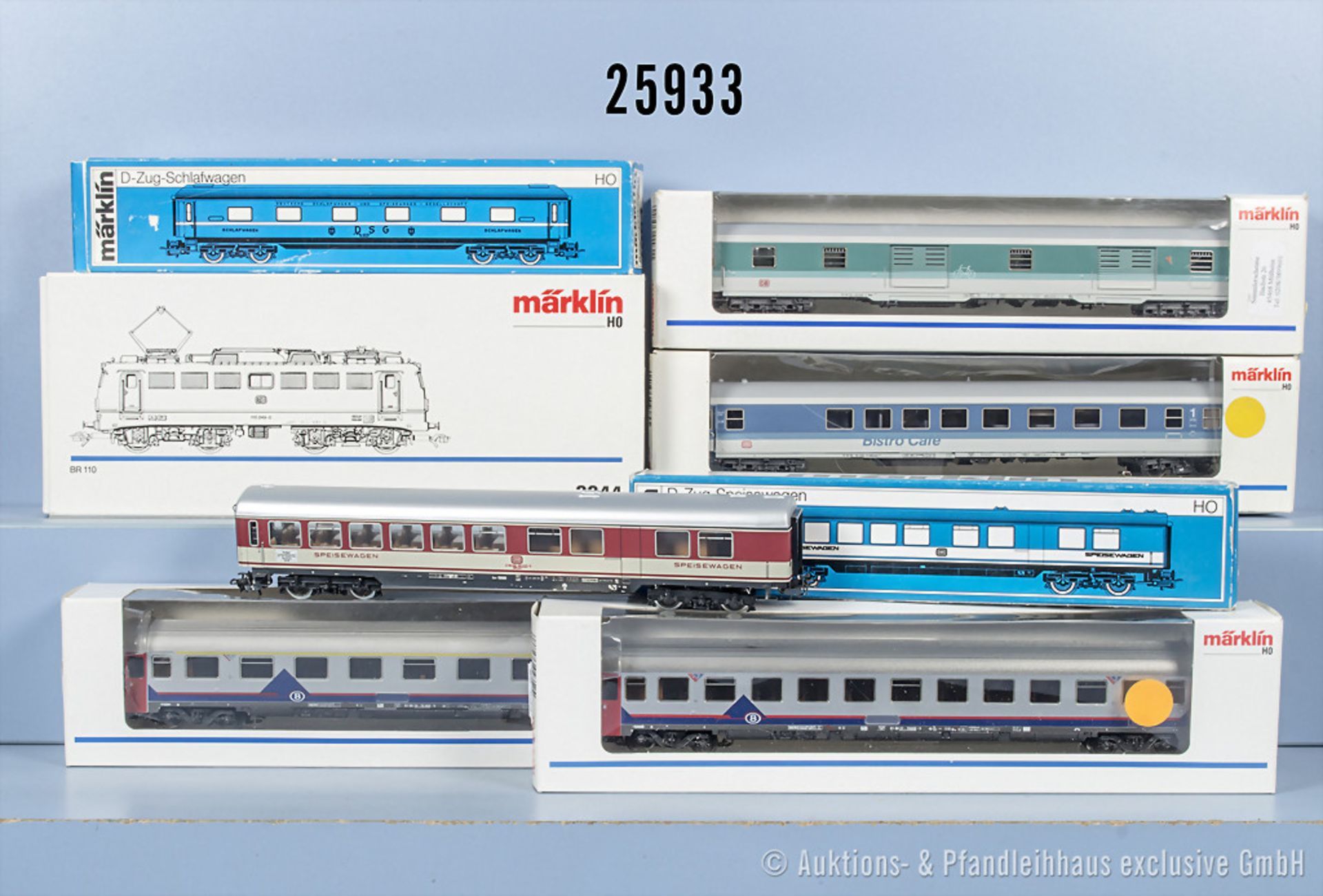 Märkin H0 D-Zug, dabei 3344 E-Lok der DB, BN 110 249-0, 4054, 4064, 4351, 4352, 4384 und ...