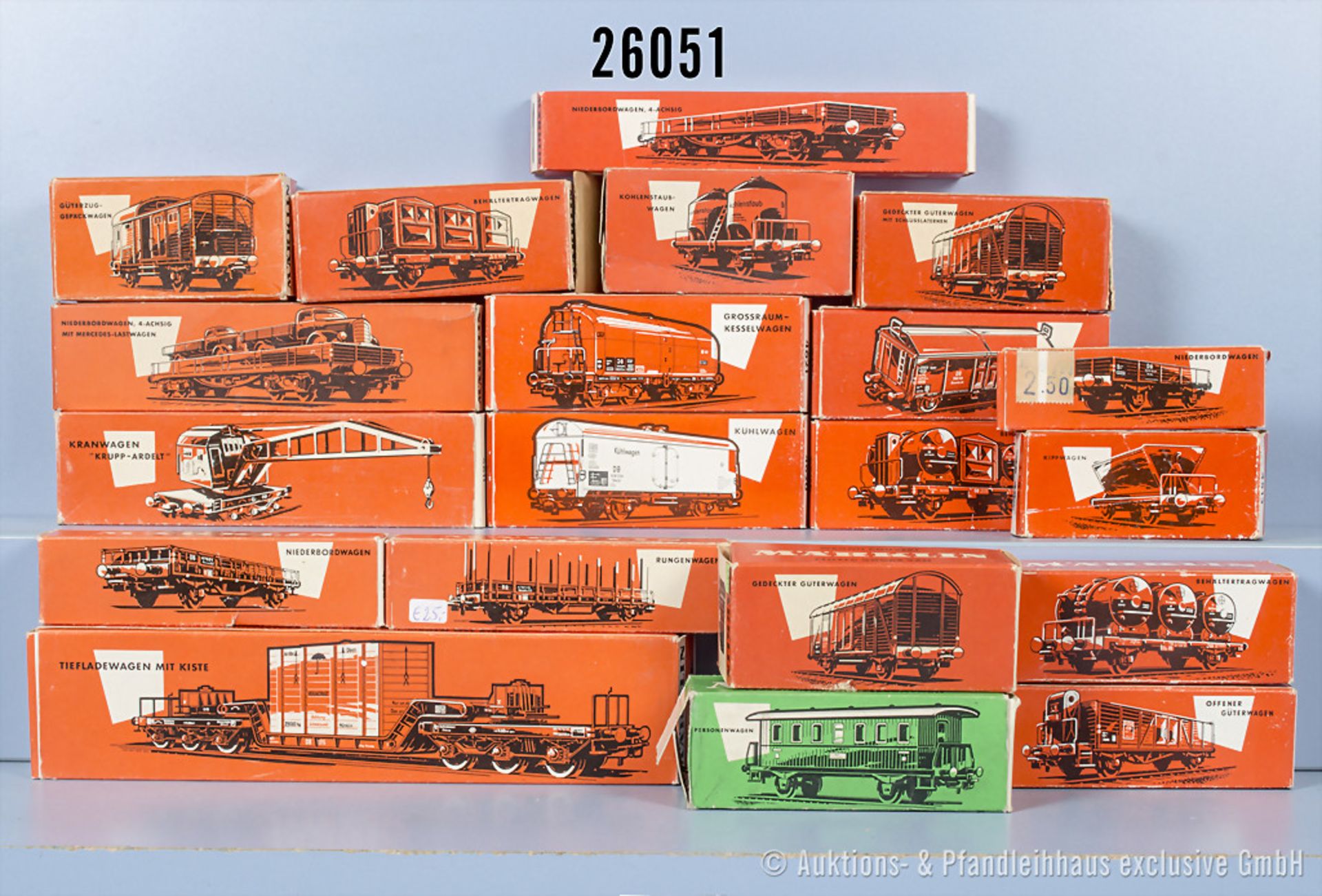 20 Märklin H0 Wagen, dabei 310/1, 4040, 4503, 4505, 4506, 4511, 4513, 4514, 4515, 4520, ...