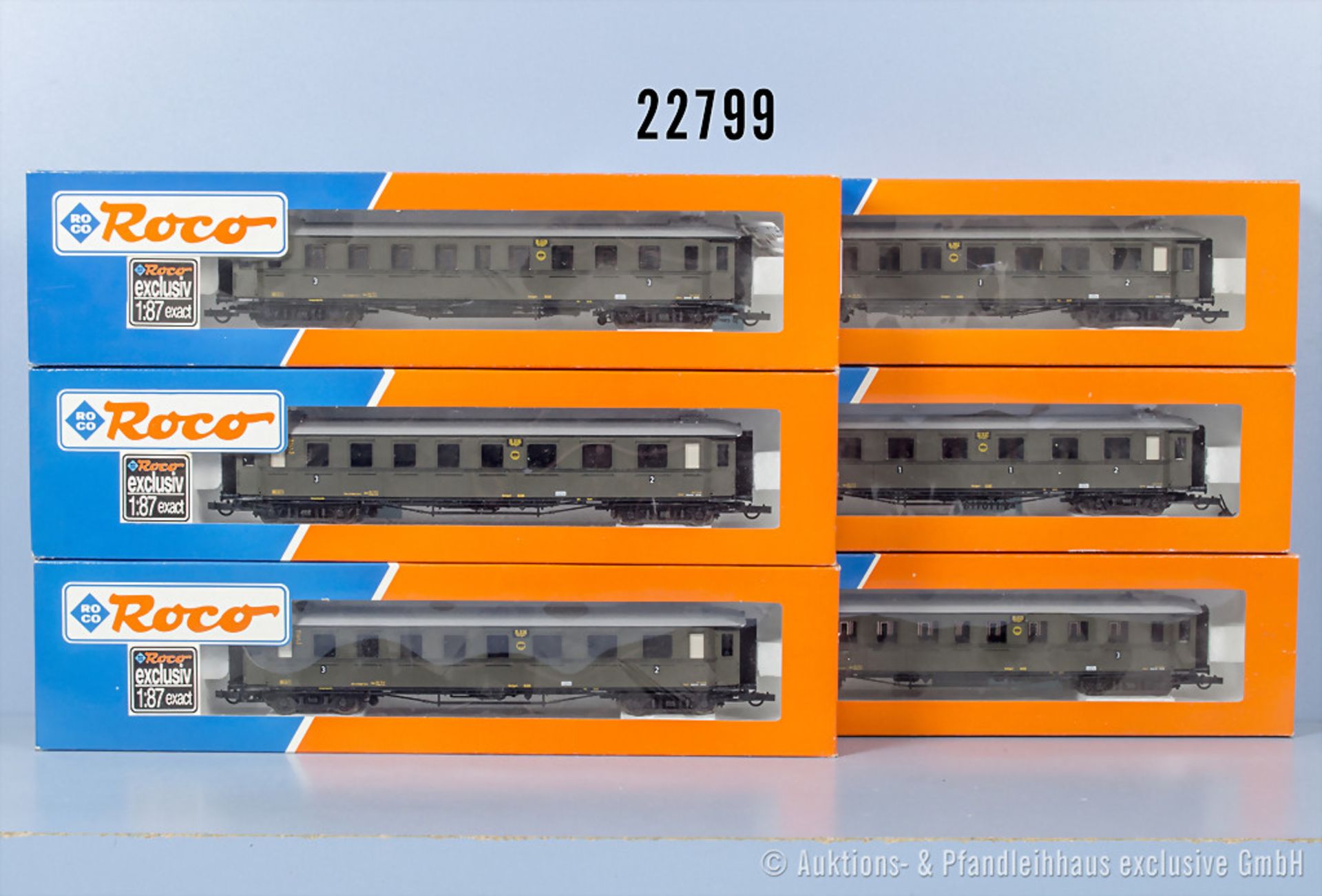 6 Roco H0 D-Zug Personenwagen der DRG, Z 0-1, in OVP, mit ...