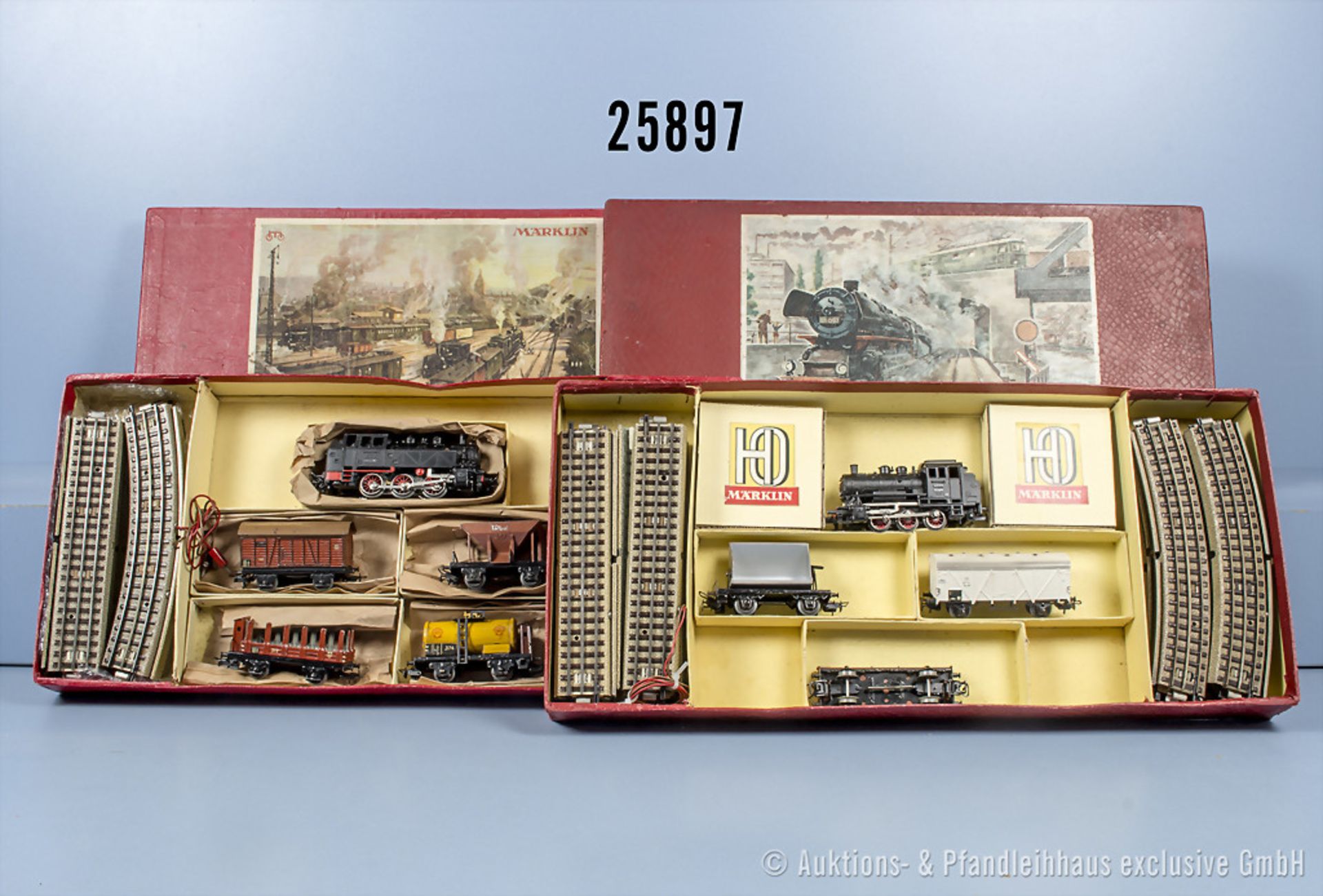 2 Märklin H0 Startsets, dabei CM805/3 mit Tenderlok der DB, BN 89 005, 1 ...