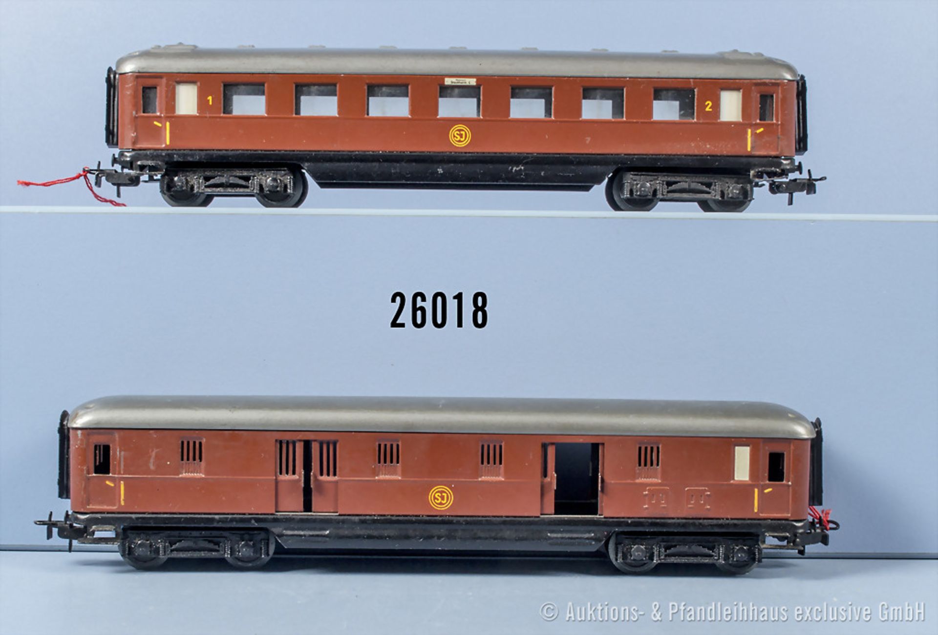 Märklin H0 4020 D-Zug Personenwagen der SJ und 4021 Gepäckwagen der SJ, Z 2-3, mit ...