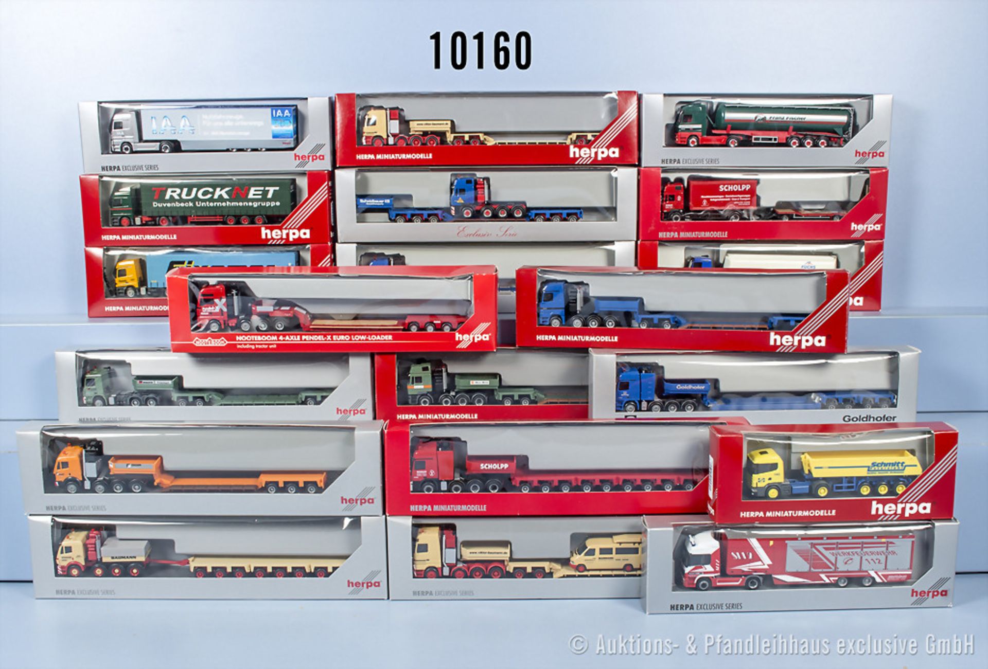 25 Herpa H0 Modellfahrzeuge, Lastzüge, Sattelzüge usw., Z 0, OVP, auf Foto nur ein Teil ...