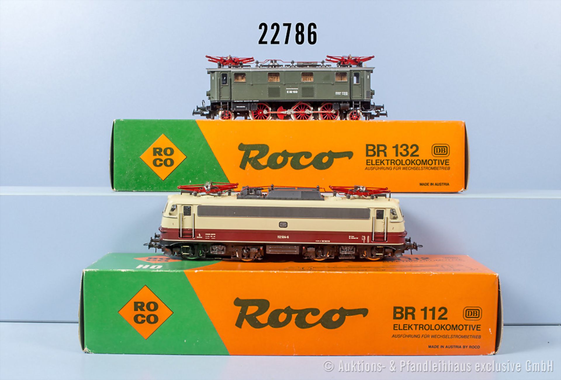 2 Roco H0 Lokomotiven, dabei 14138 E-Lok der DB, BN 112 504-6 und 14145 E-Lok der DB, BN ...