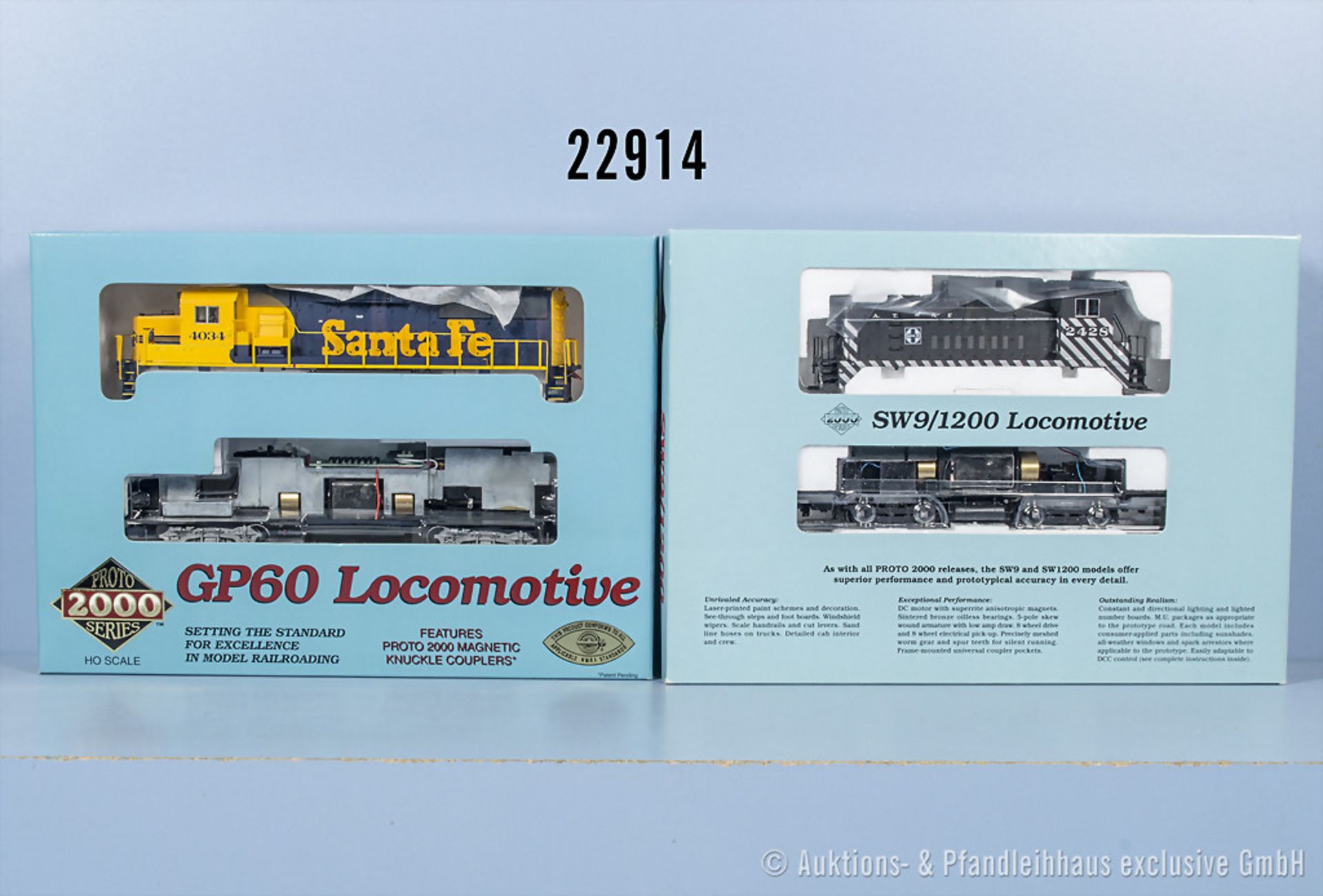 2 Proto 2000 H0 Lokomotiven, dabei 8049 Diesellok der Santa Fe, BN 2428 und 30550 ...