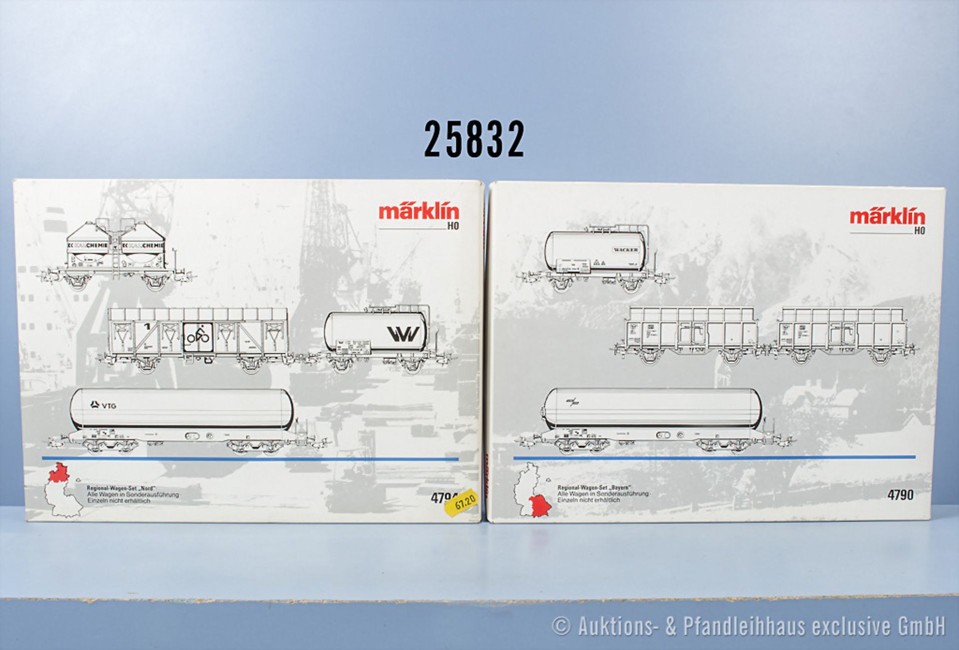 2 Märklin H0 Regionalwagensets, dabei 4790 "Bayern" und 4794 "Nord", Z 0-1, in ...