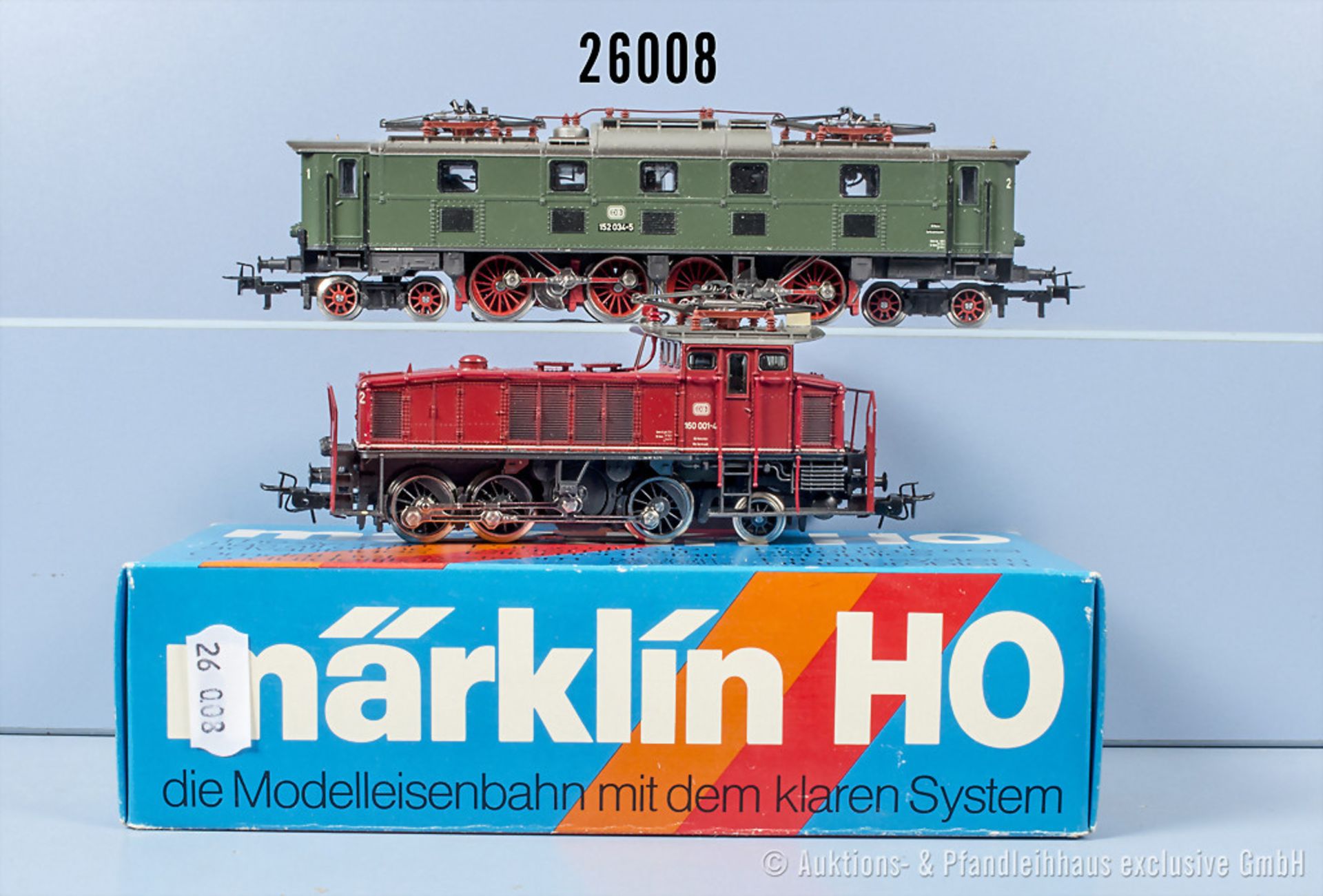 2 Märklin H0 Lokomotiven, dabei 3157 E-Lok der DB, BN 160 001-4 und E-Lok der DB, BN 152 ...