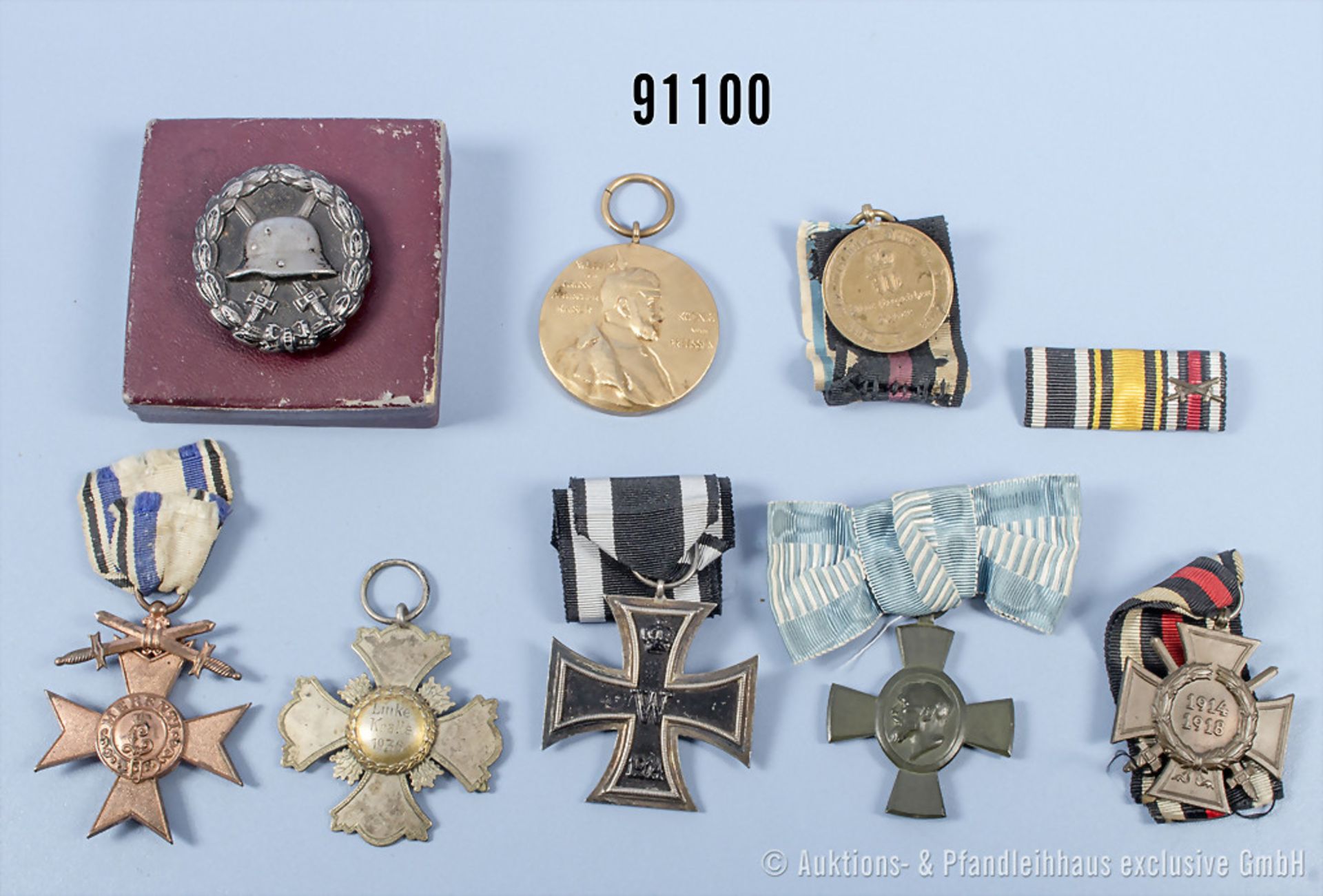 Konv. EK 2 1914, Centenarmedaille, EKF, KDM 1870/71, VWA in Schwarz, Schützenabzeichen ...