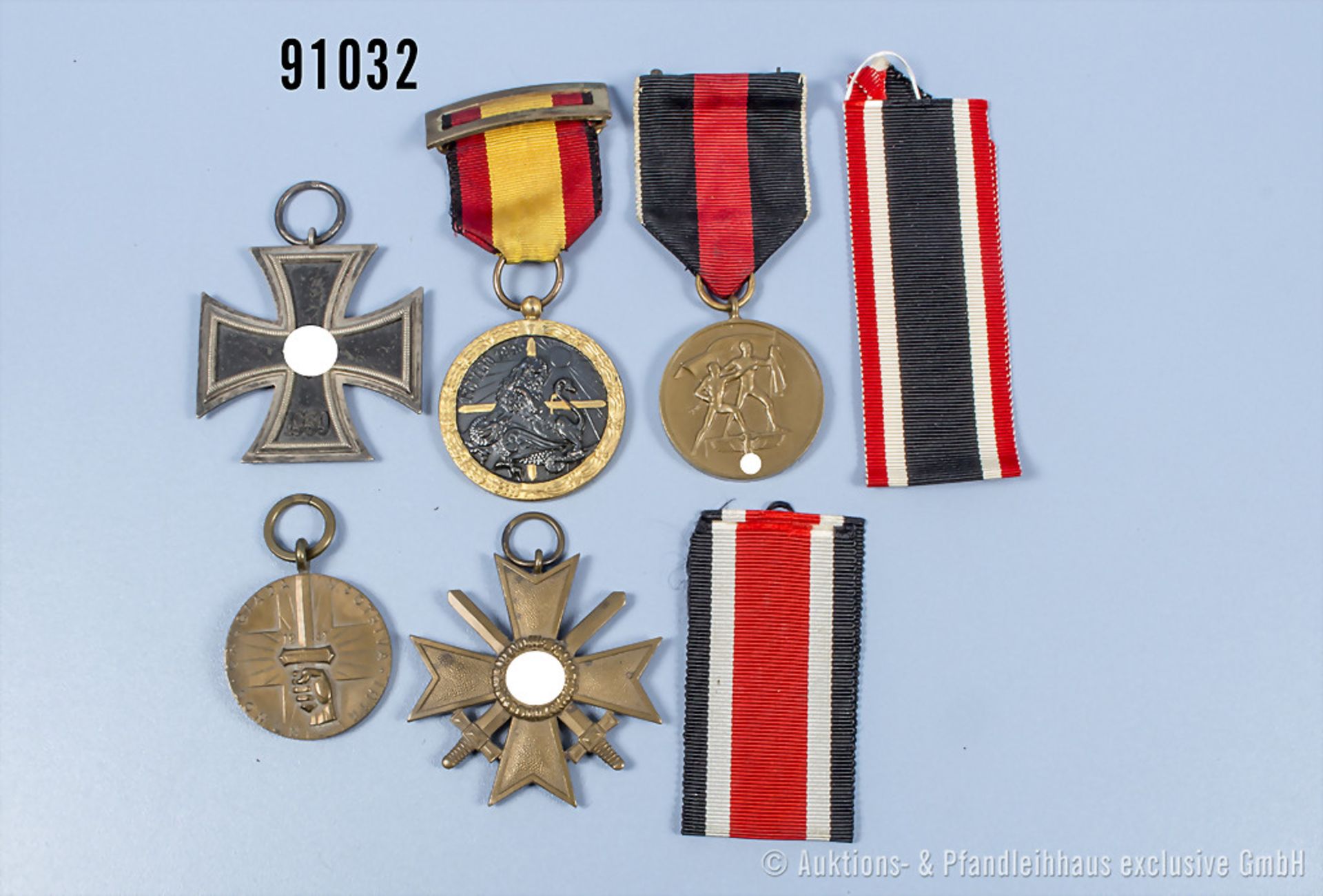 Konv. EK 2 1939, KVK 2. Klasse mit Schwertern, Sudetenlandmedaille, Rumänien Medaille ...