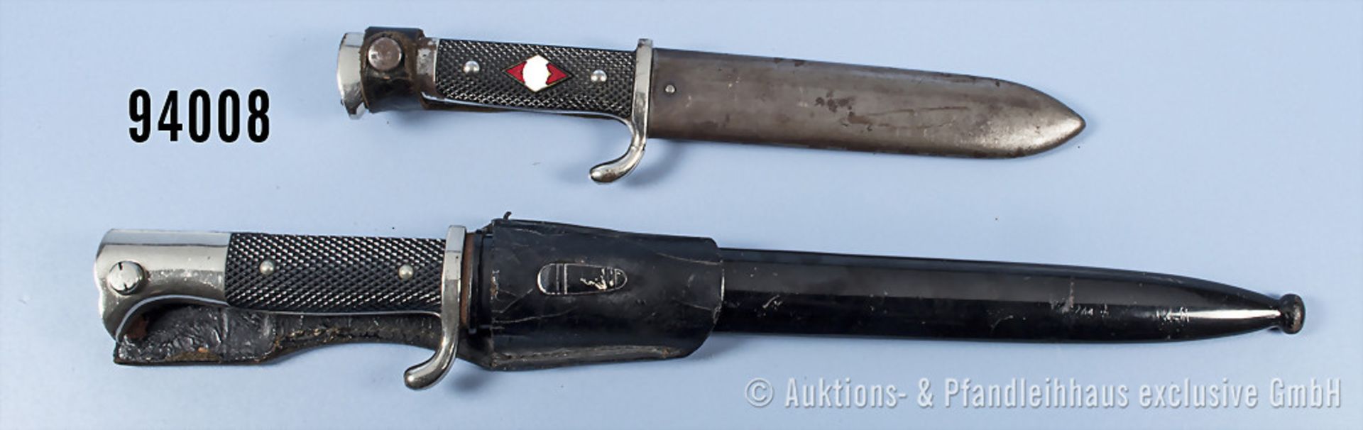 Konv. HJ-Dolch, Hersteller "Carl Wüsthof Solingen", Klingeninschrift "Blut und Ehre!", ...